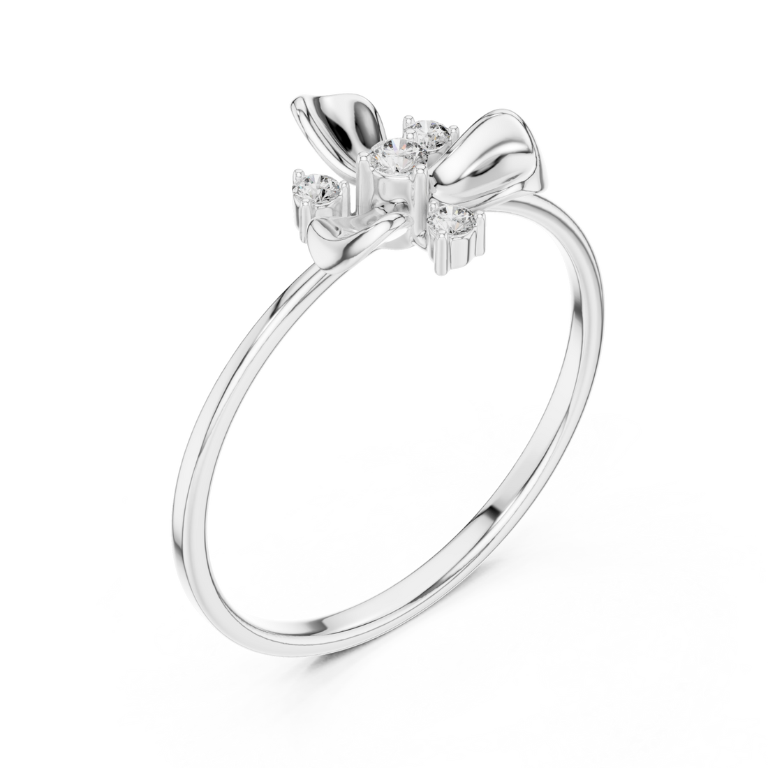 White Gold Belle Petal Grace Accent Ring Right View