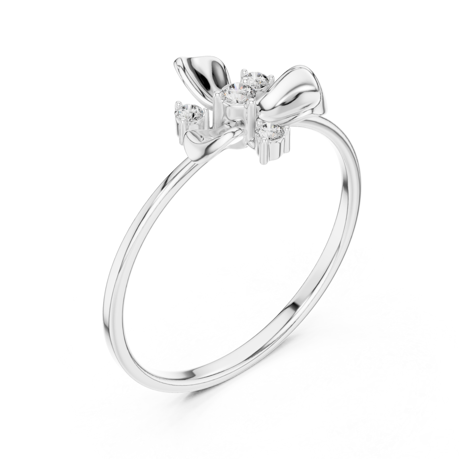  White Gold Belle Petal Grace Accent Ring Right View