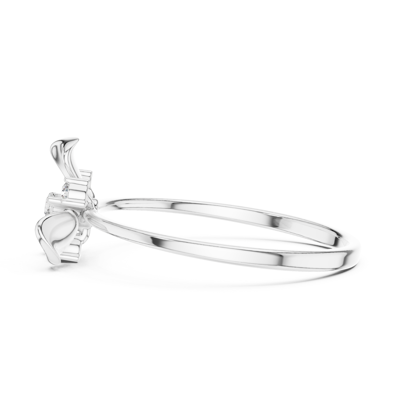  White Gold Belle Petal Grace Accent Ring Side View