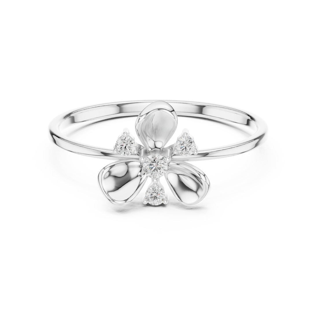  White Gold Belle Petal Grace Accent Ring Right View