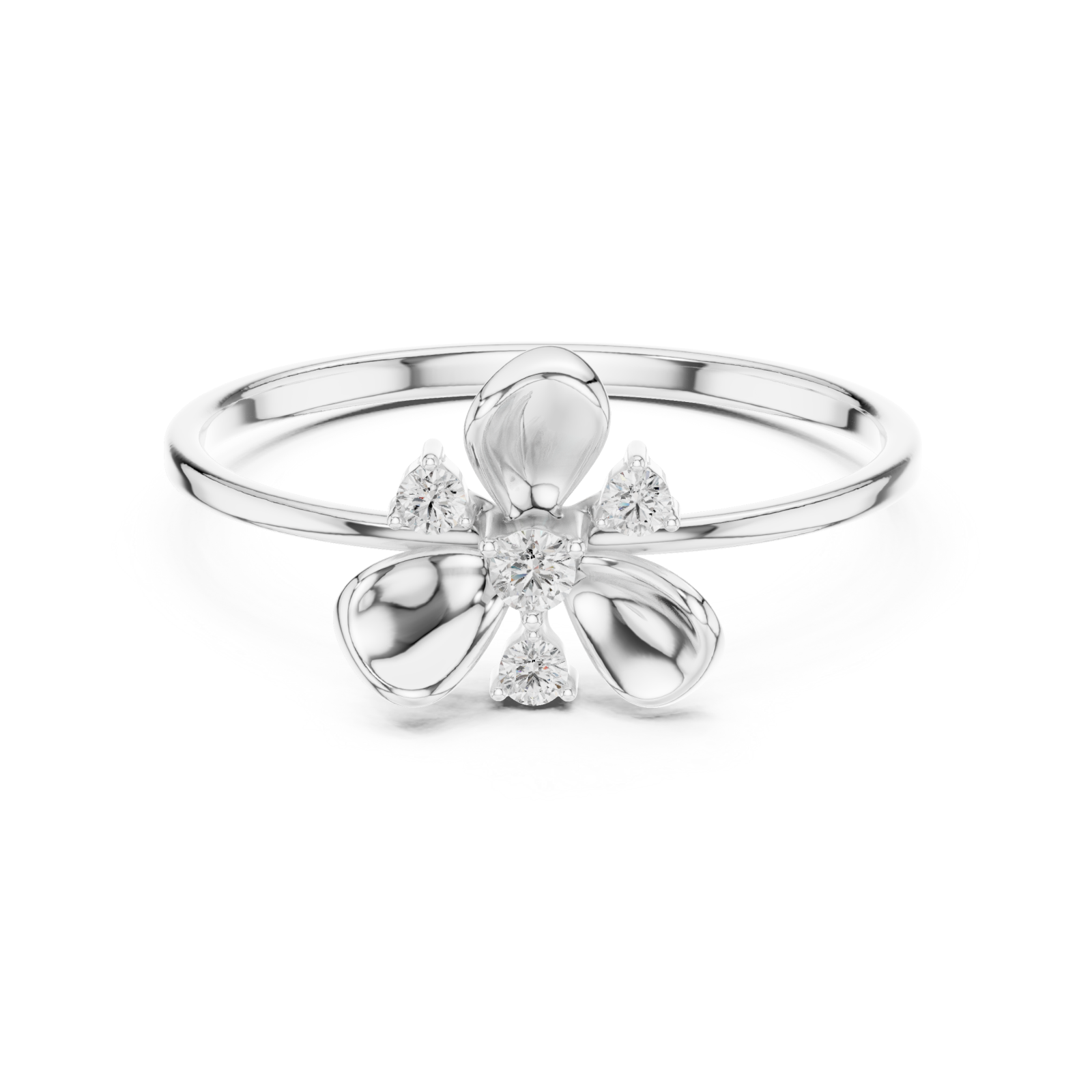  White Gold Belle Petal Grace Accent Ring Front View