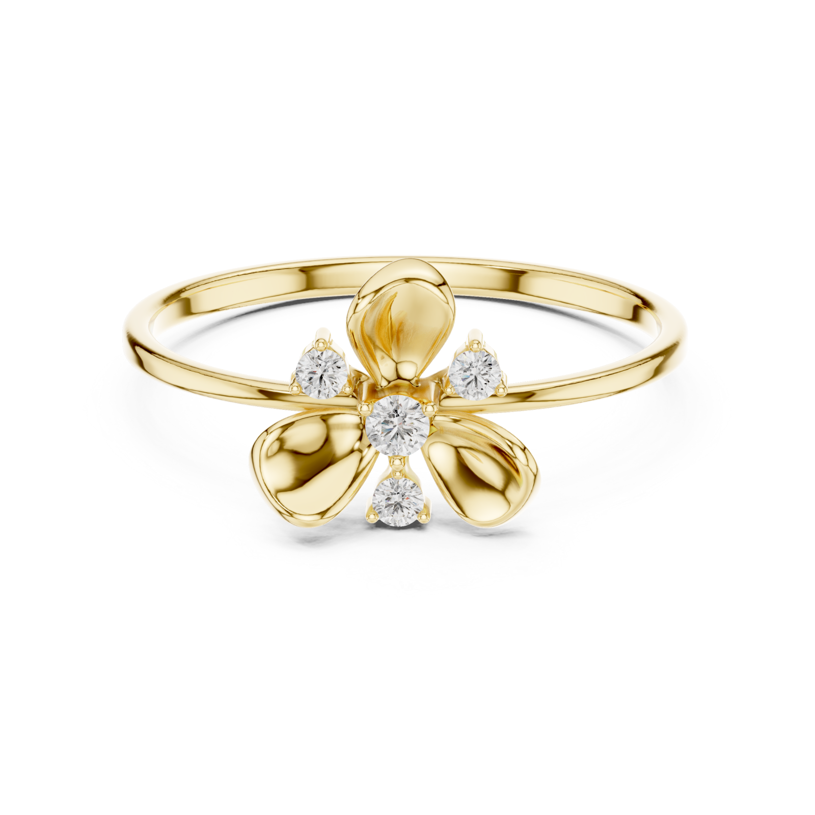  Gold Belle Petal Grace Accent Ring Front View