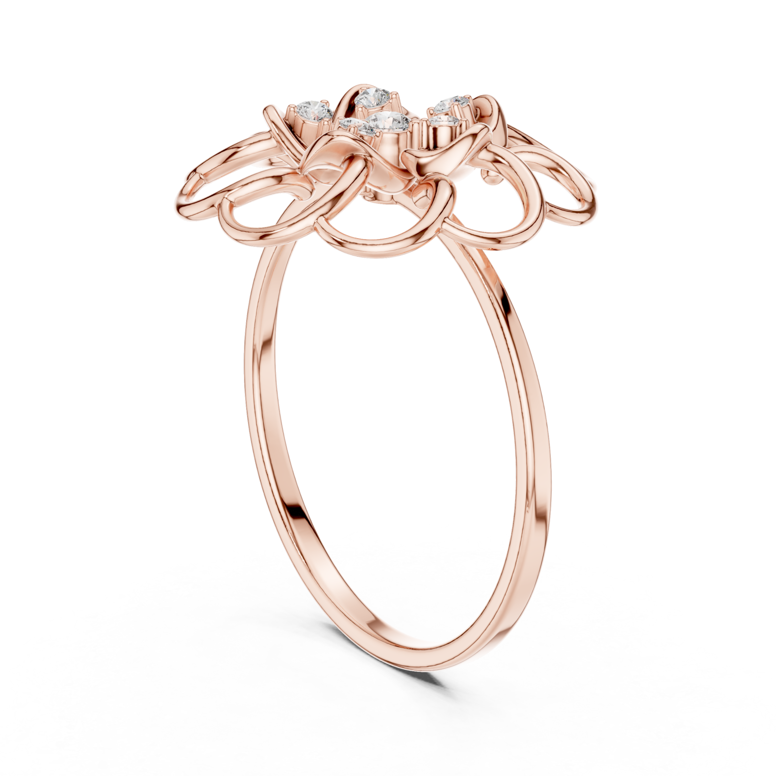  Rose Gold Whispering Florale Motif Embrace Band Left View