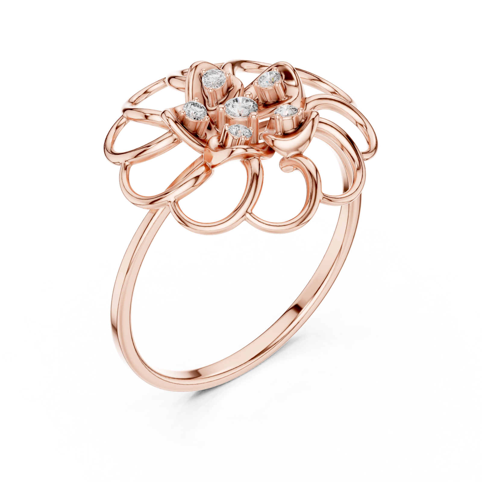  Rose Gold Whispering Florale Motif Embrace Band Right View