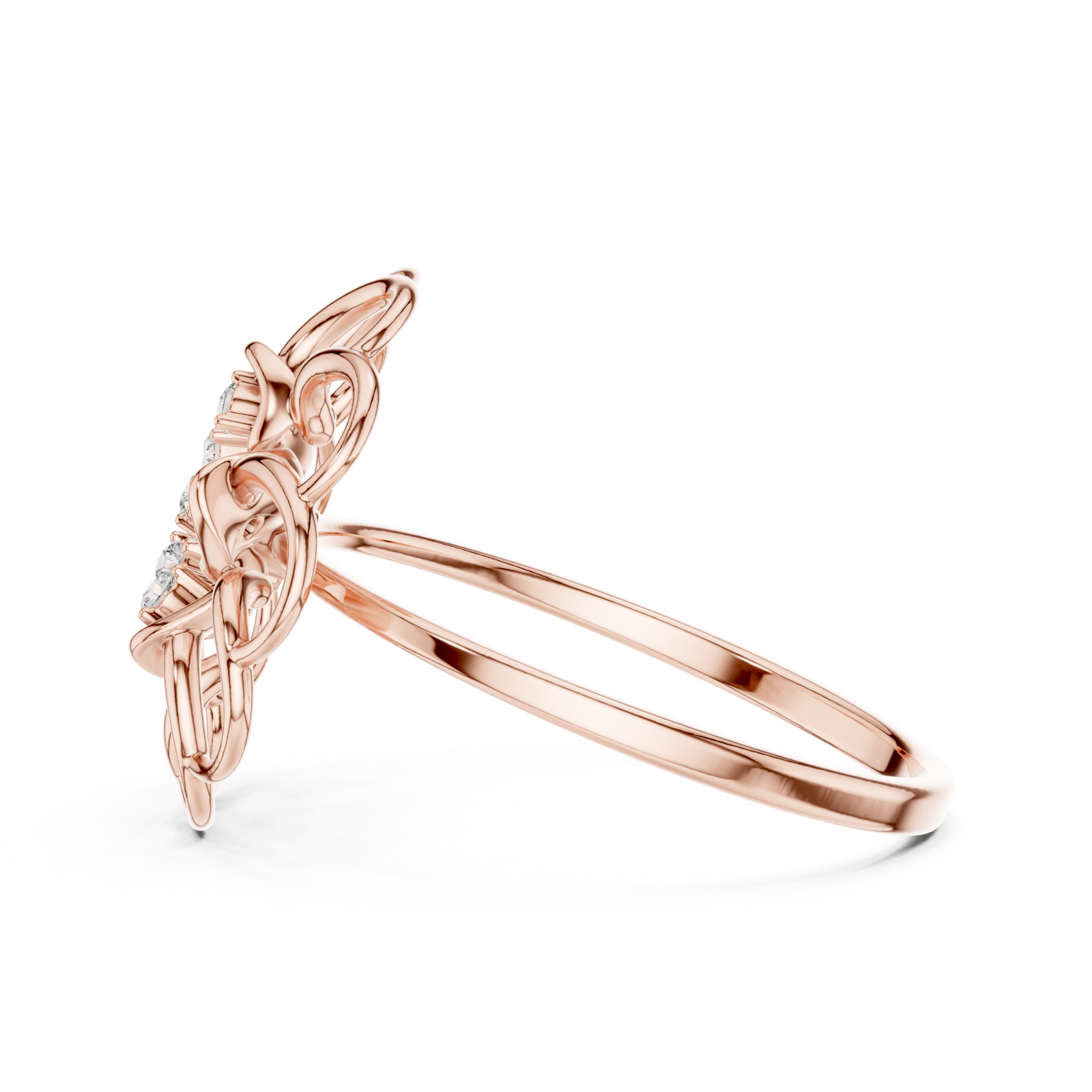  Rose Gold Whispering Florale Motif Embrace Band Side View