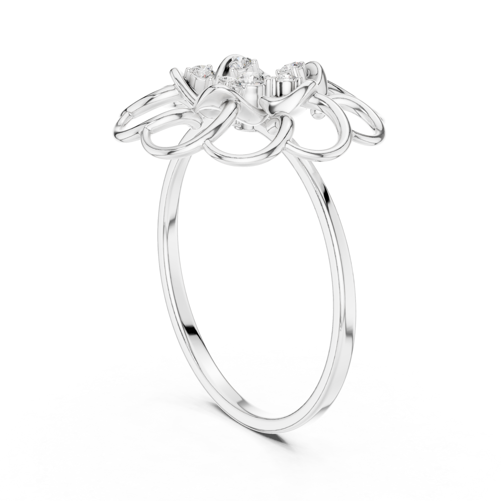  White Gold Whispering Florale Motif Embrace Band Left View