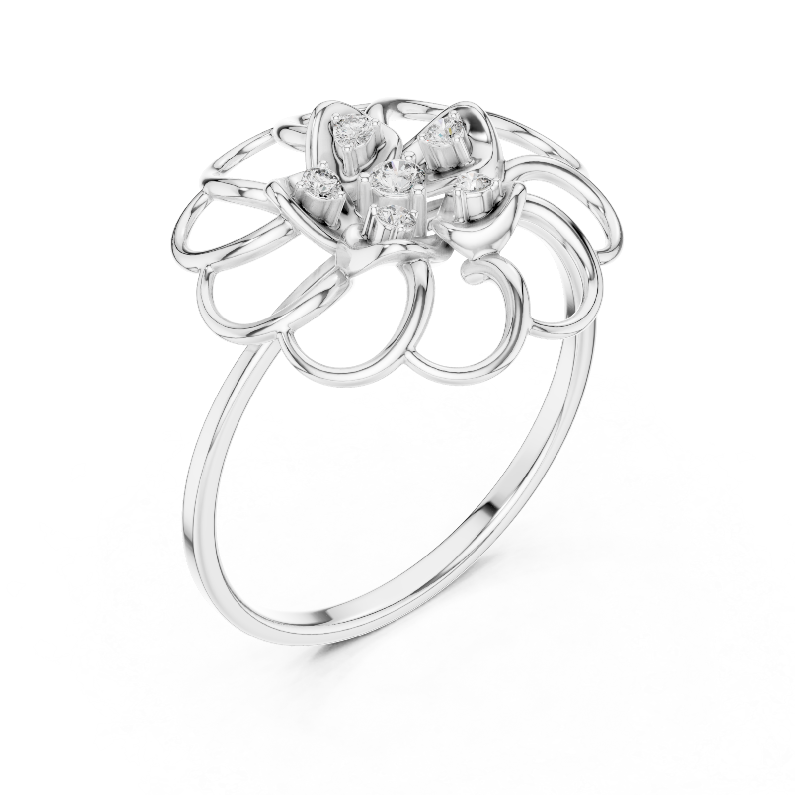  White Gold Whispering Florale Motif Embrace Band Right View