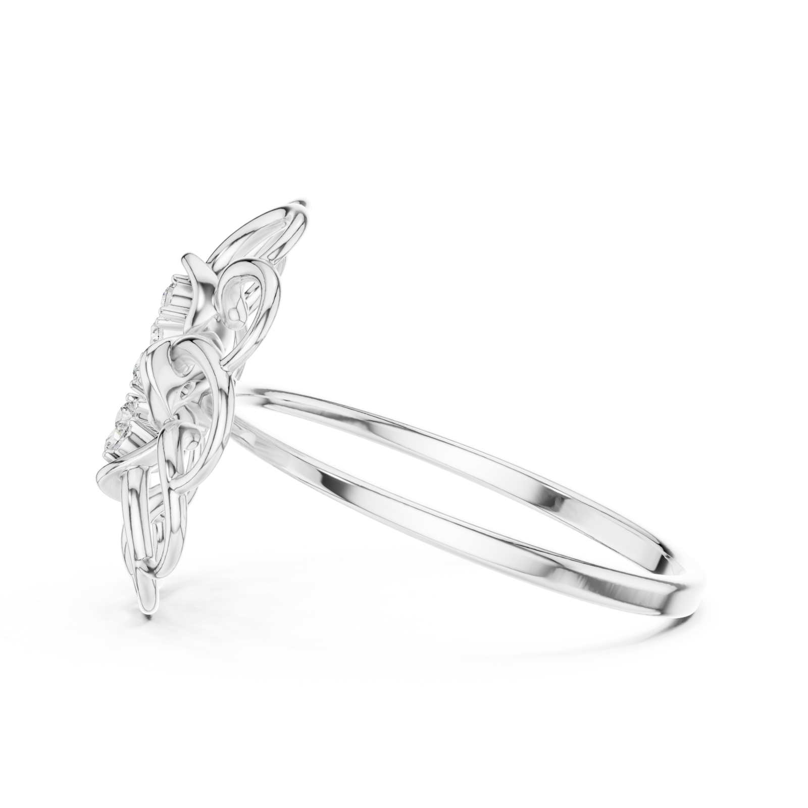  White Gold Whispering Florale Motif Embrace Band Side View