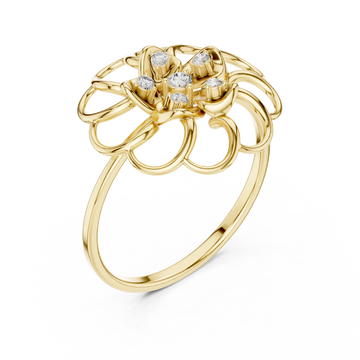 Gold Whispering Florale Motif Embrace Band Right View