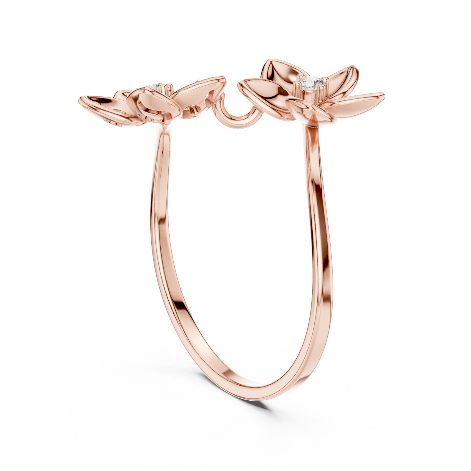  Rose Gold Twilight Meadow Artistry Floral Band Ring Left View