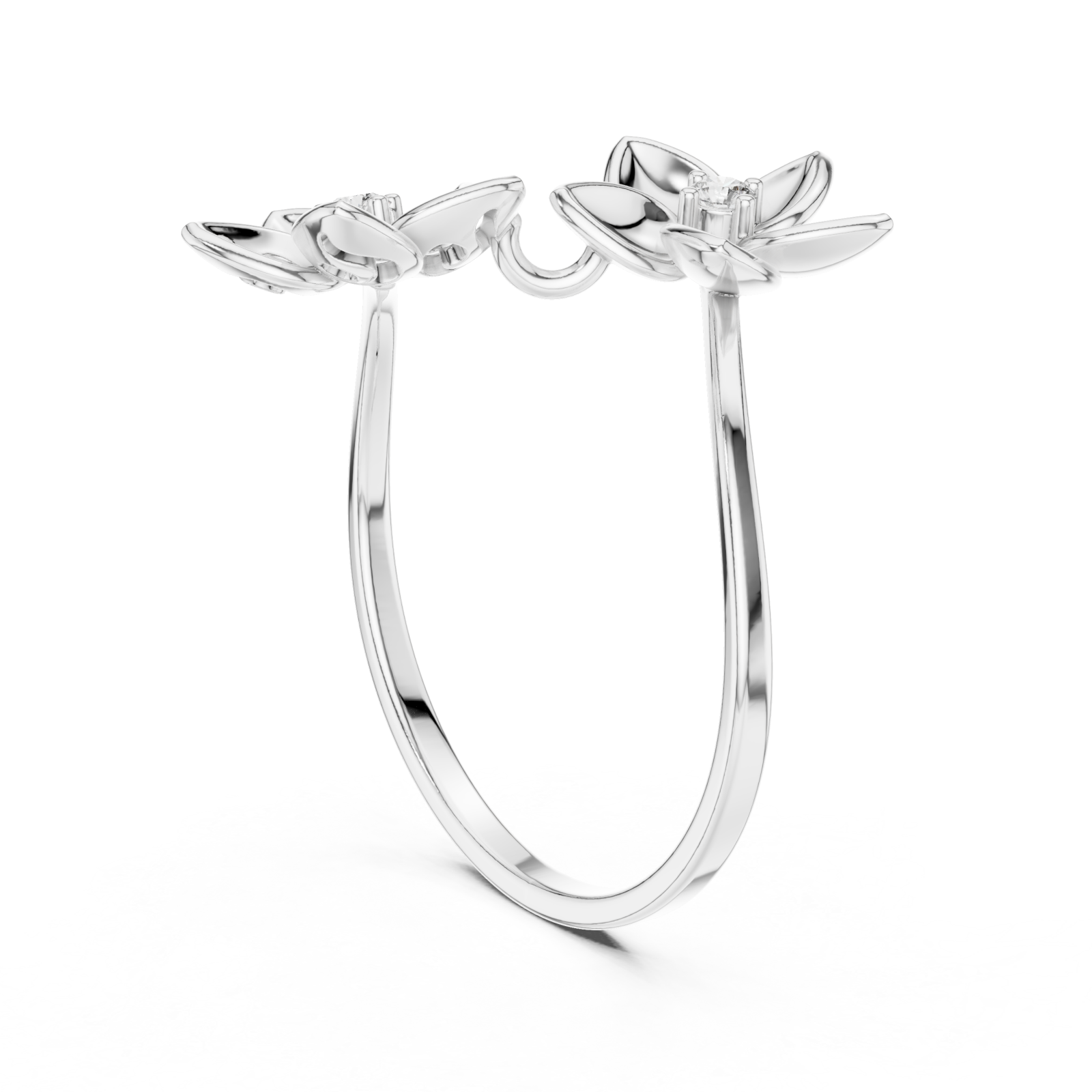  White Gold Twilight Meadow Artistry Floral Band Ring Left View