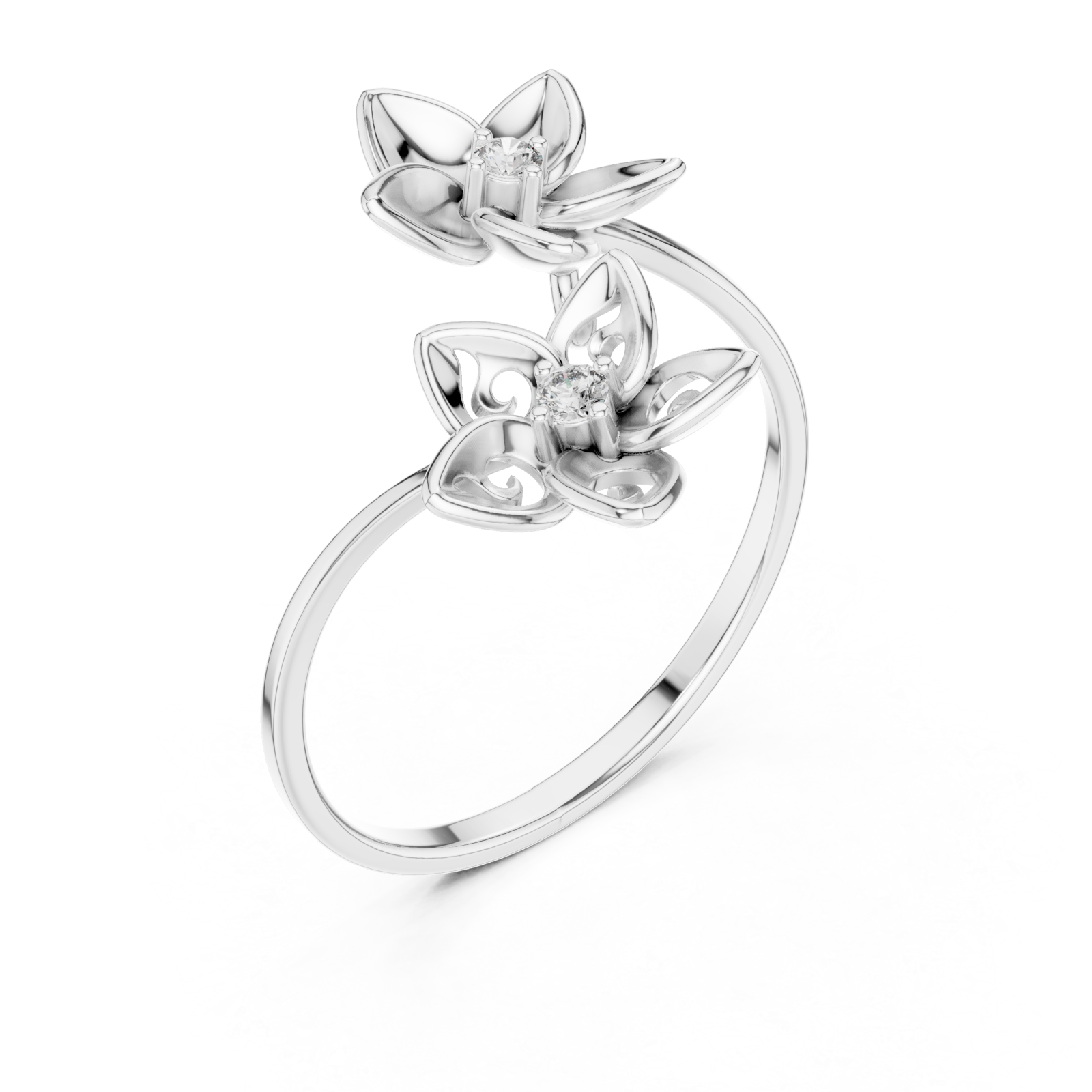  White Gold Twilight Meadow Artistry Floral Band Ring Right View