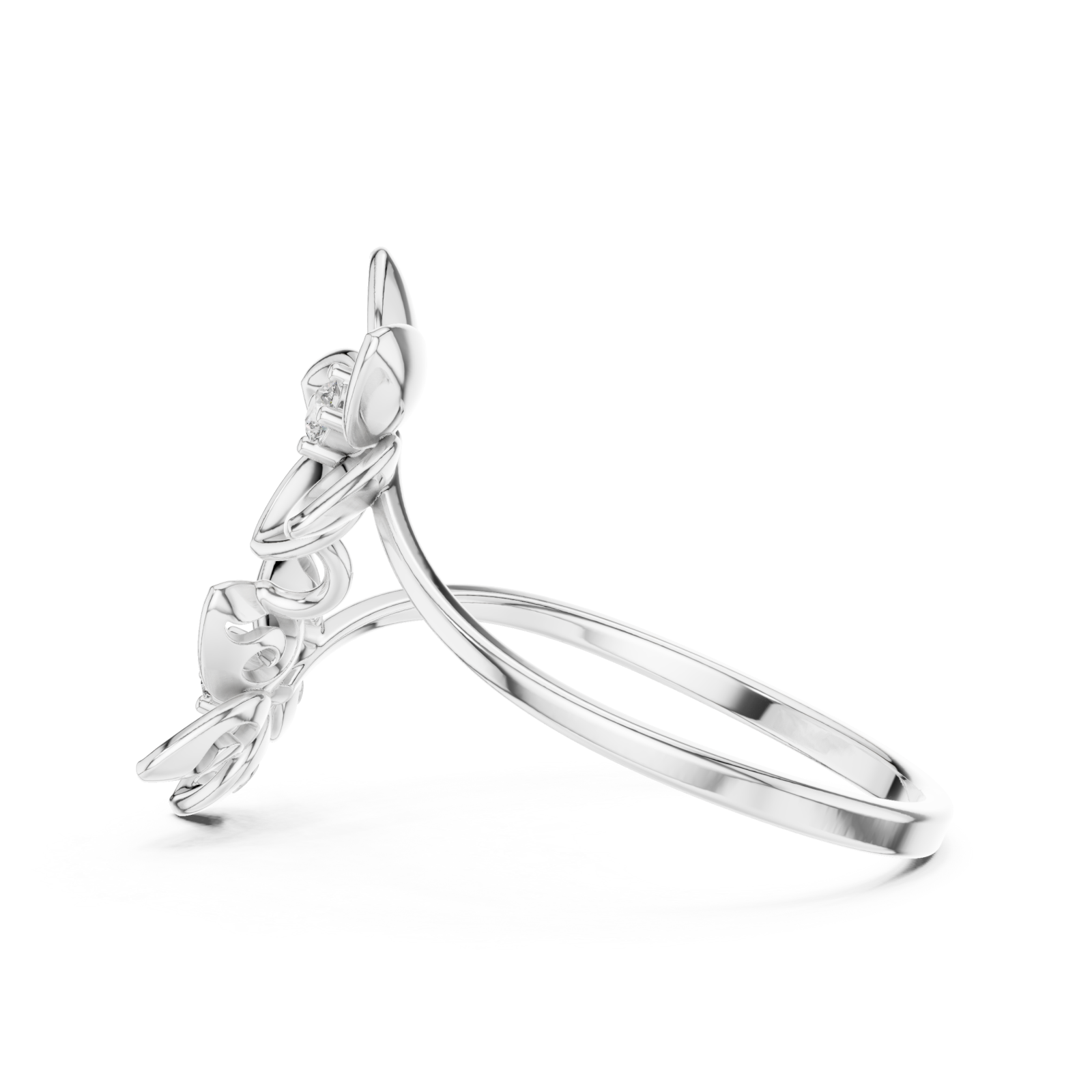  White Gold Twilight Meadow Artistry Floral Band Ring Side View