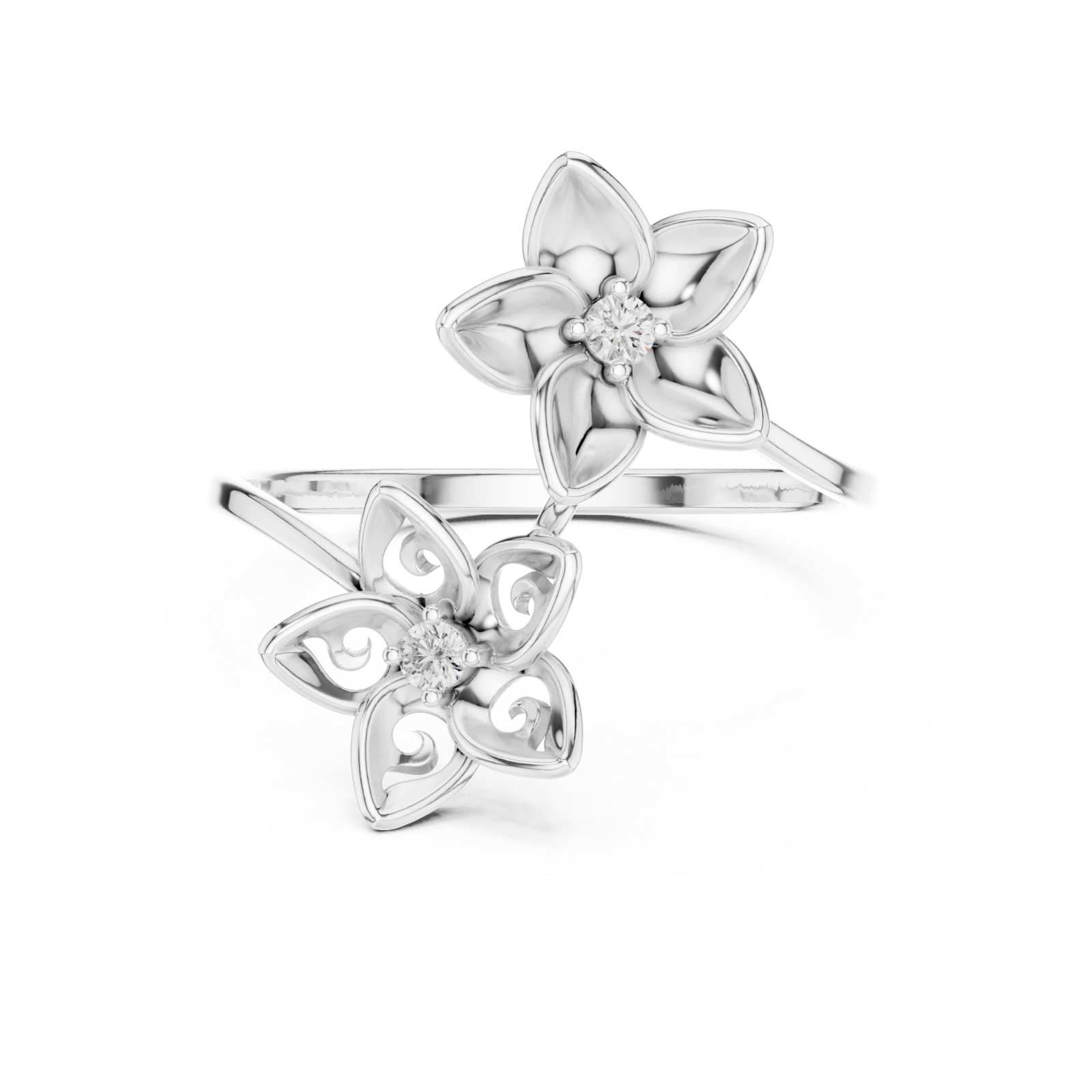  White Gold Twilight Meadow Artistry Floral Band Ring Front View