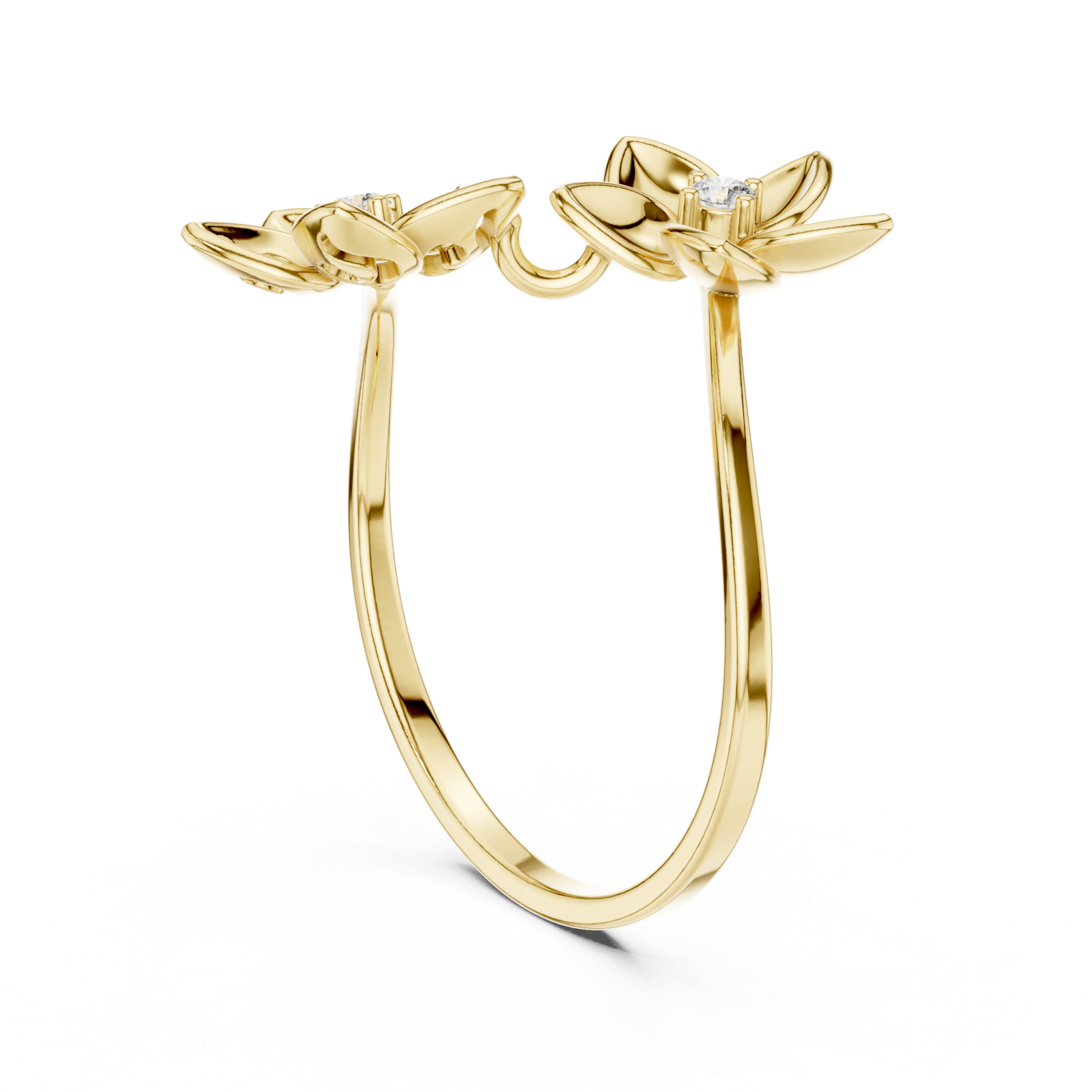  Gold Twilight Meadow Artistry Floral Band Ring Left View