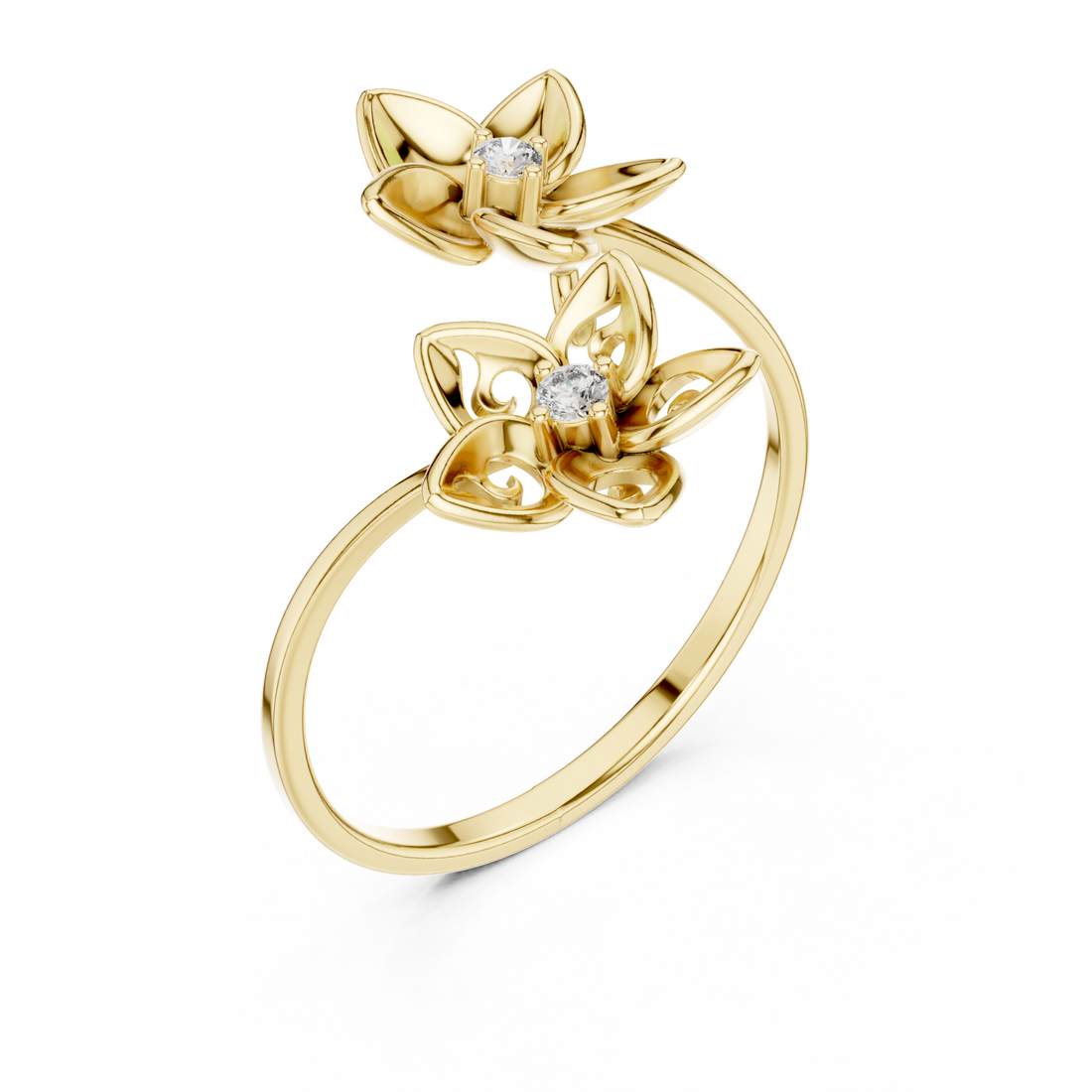 Gold Twilight Meadow Artistry Floral Band Ring Right View