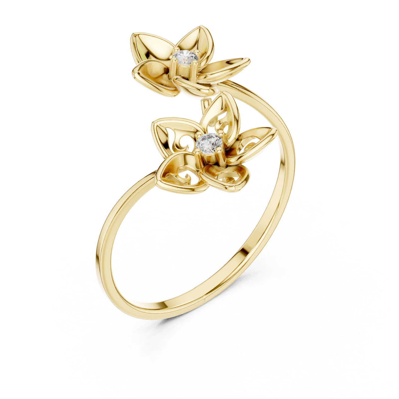Gold Twilight Meadow Artistry Floral Band Ring Right View