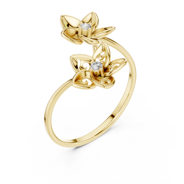 Gold Twilight Meadow Artistry Floral Band Ring Right View