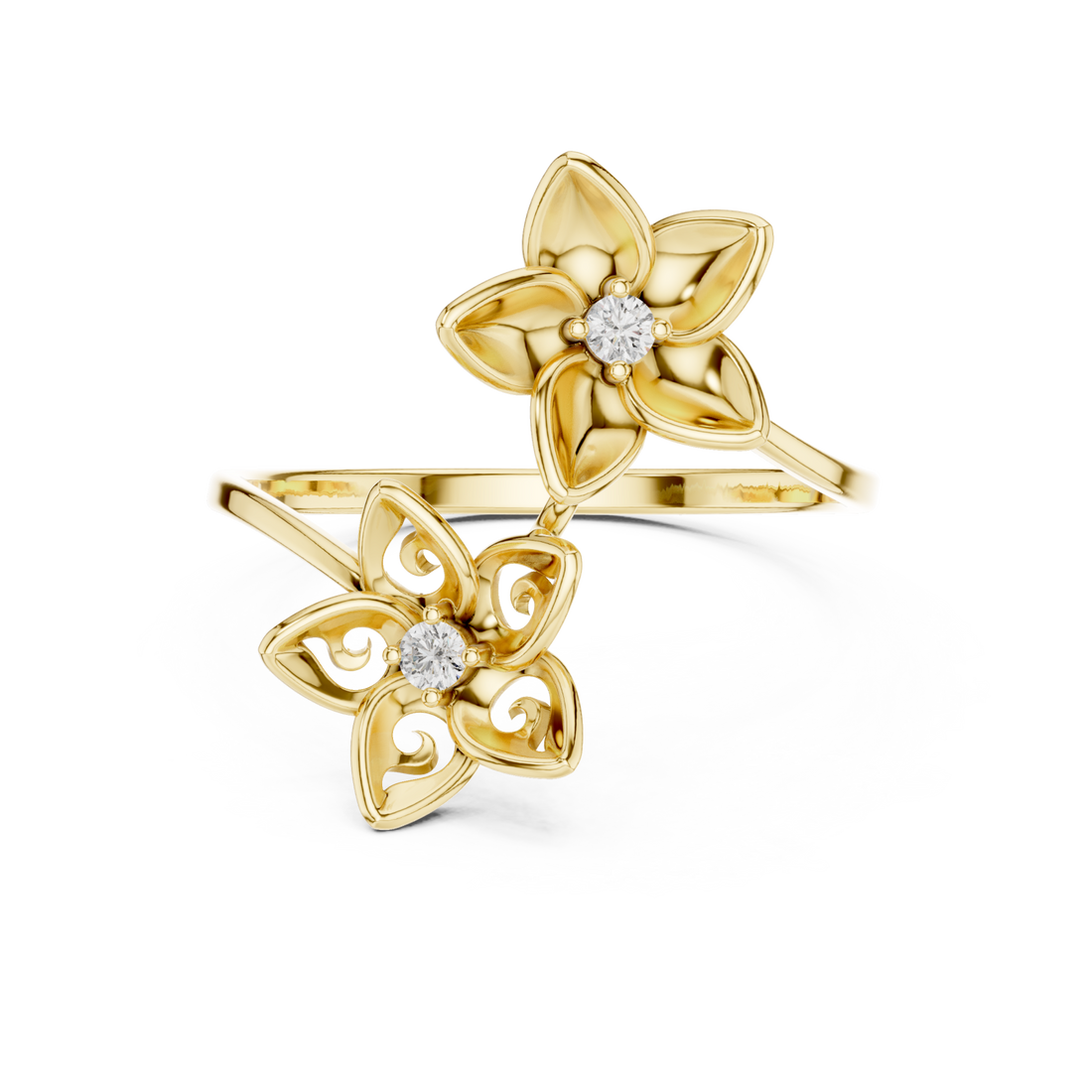 Gold Twilight Meadow Artistry Floral Band Ring Right View