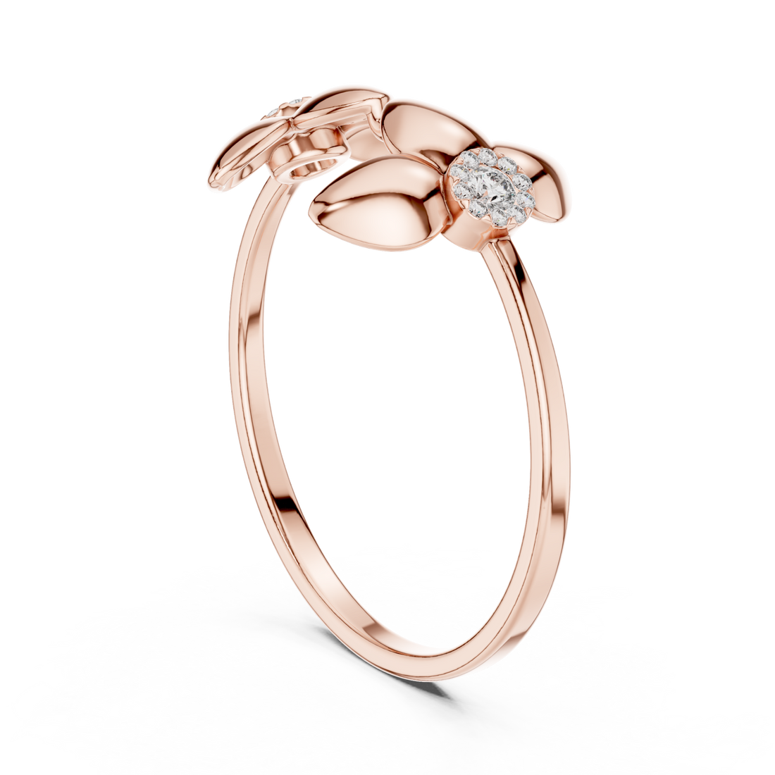  Rose Gold Garden Muse Floral Duo Statement Ring Right View