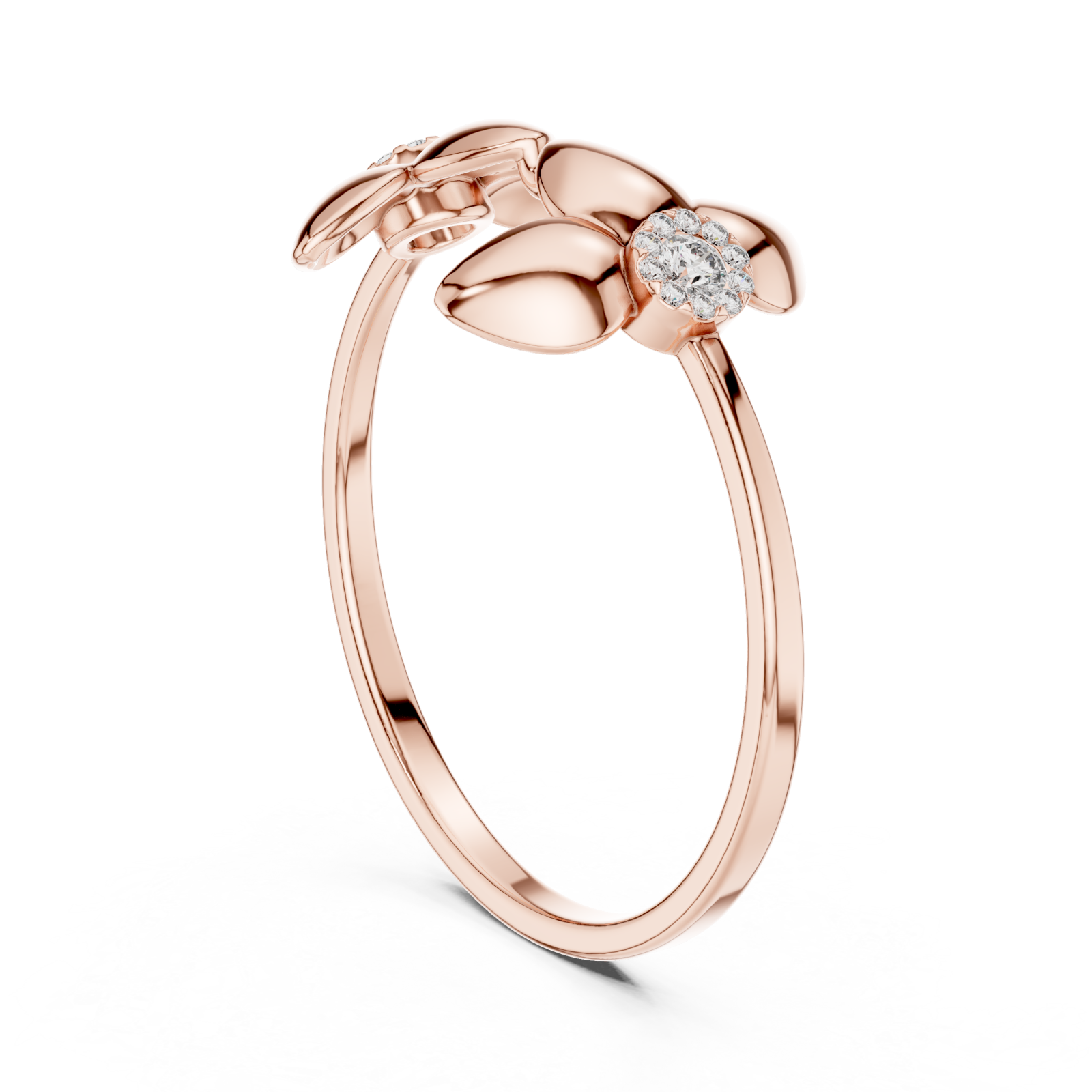  Rose Gold Garden Muse Floral Duo Statement Ring Left View