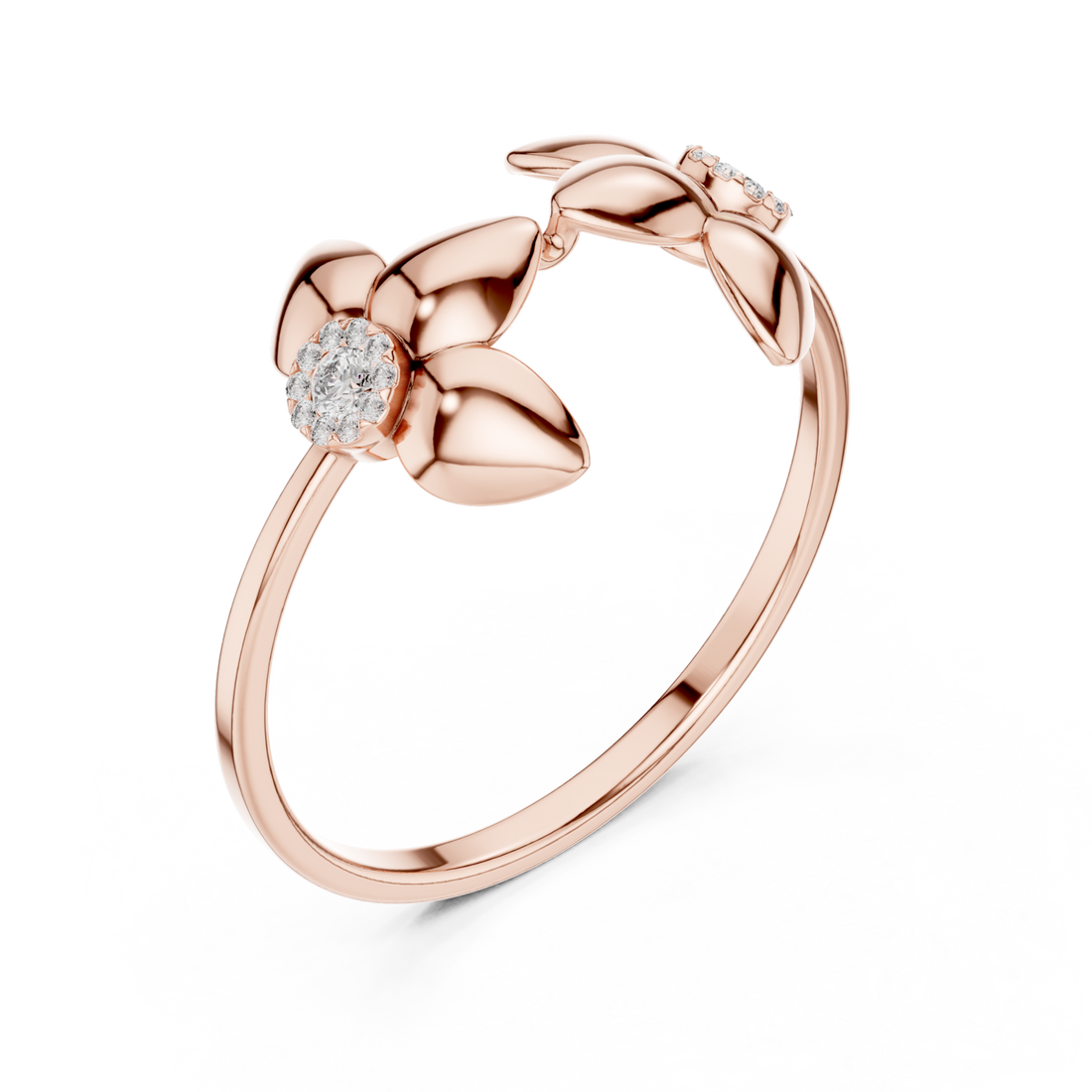  Rose Gold Garden Muse Floral Duo Statement Ring Right View