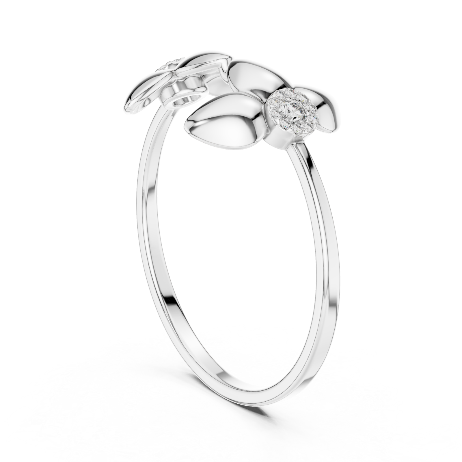  White Gold Garden Muse Floral Duo Statement Ring Left View