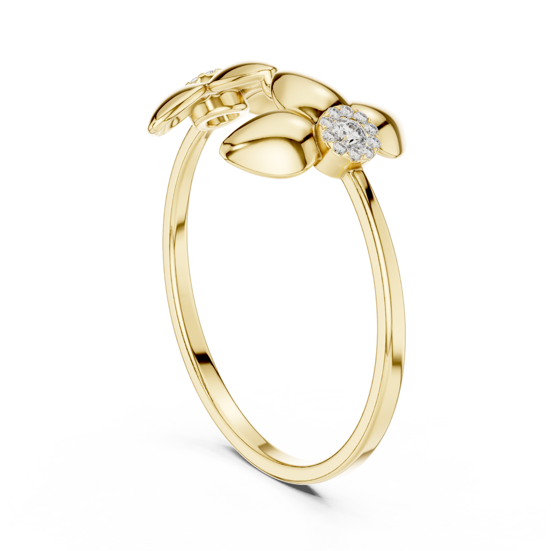 Gold Garden Muse Floral Duo Statement Ring Right View