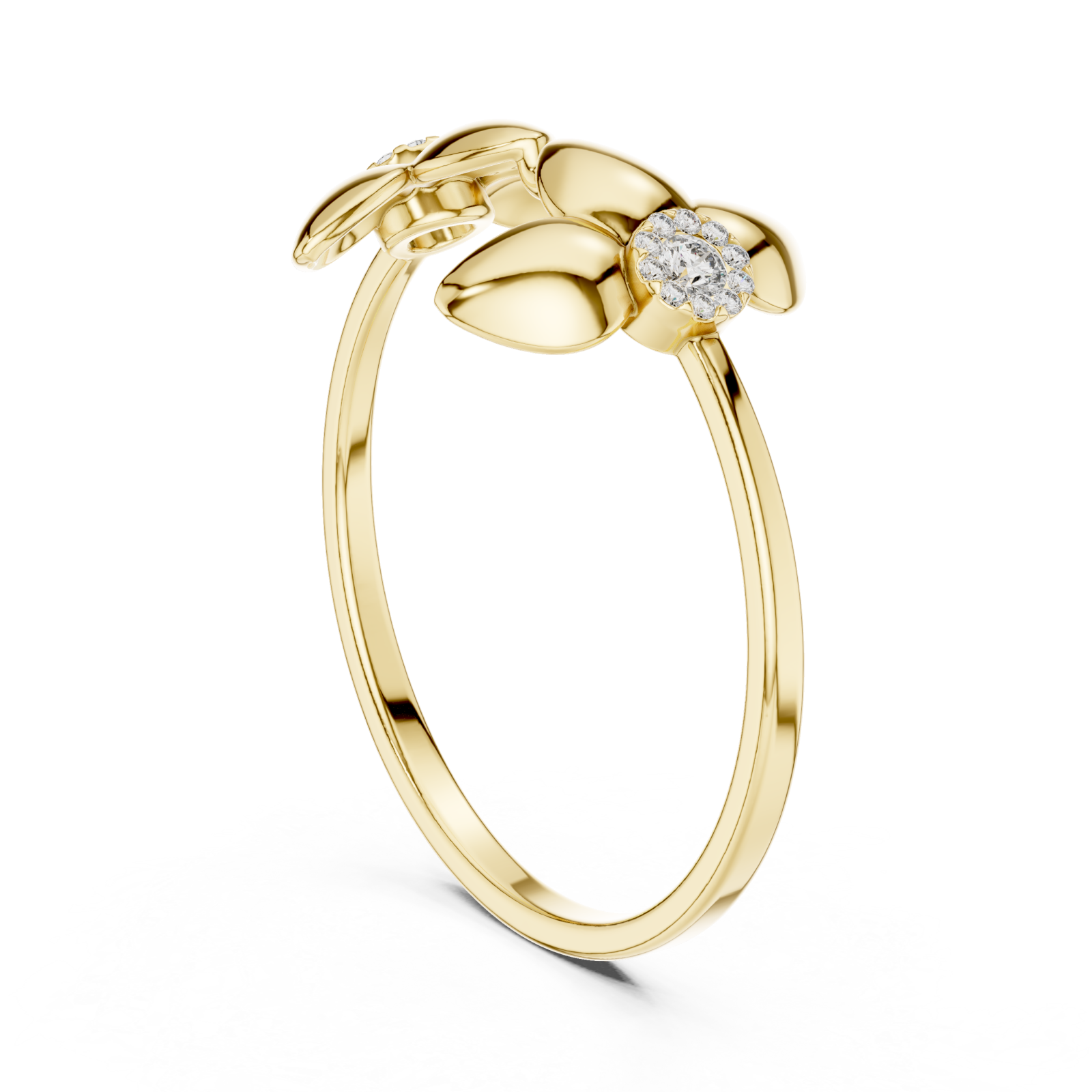  Gold Garden Muse Floral Duo Statement Ring Left View