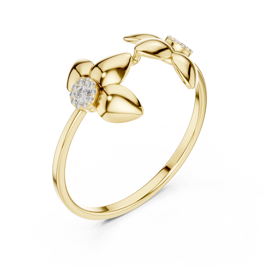 Gold Garden Muse Floral Duo Statement Ring Right View