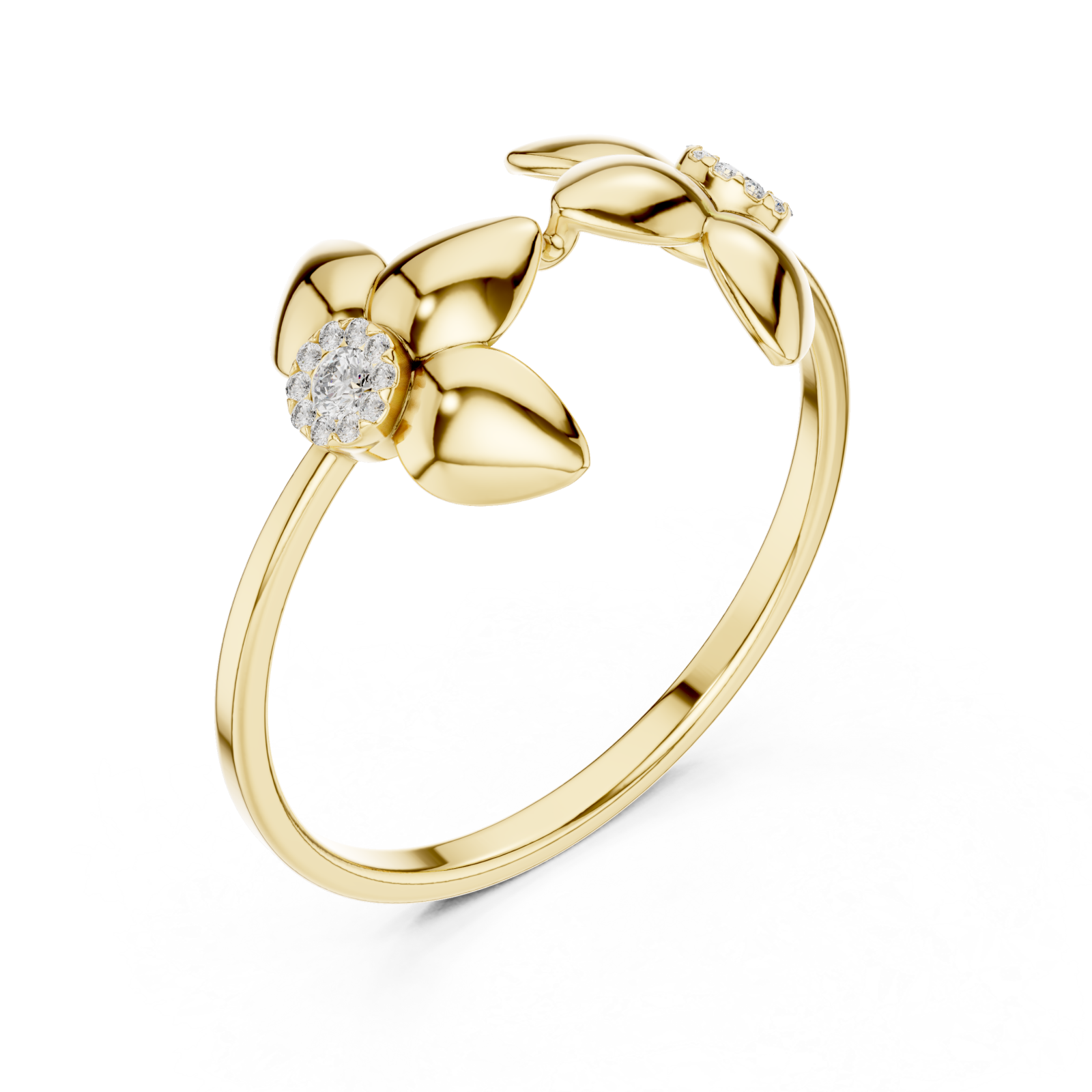 Gold Garden Muse Floral Duo Statement Ring Right View