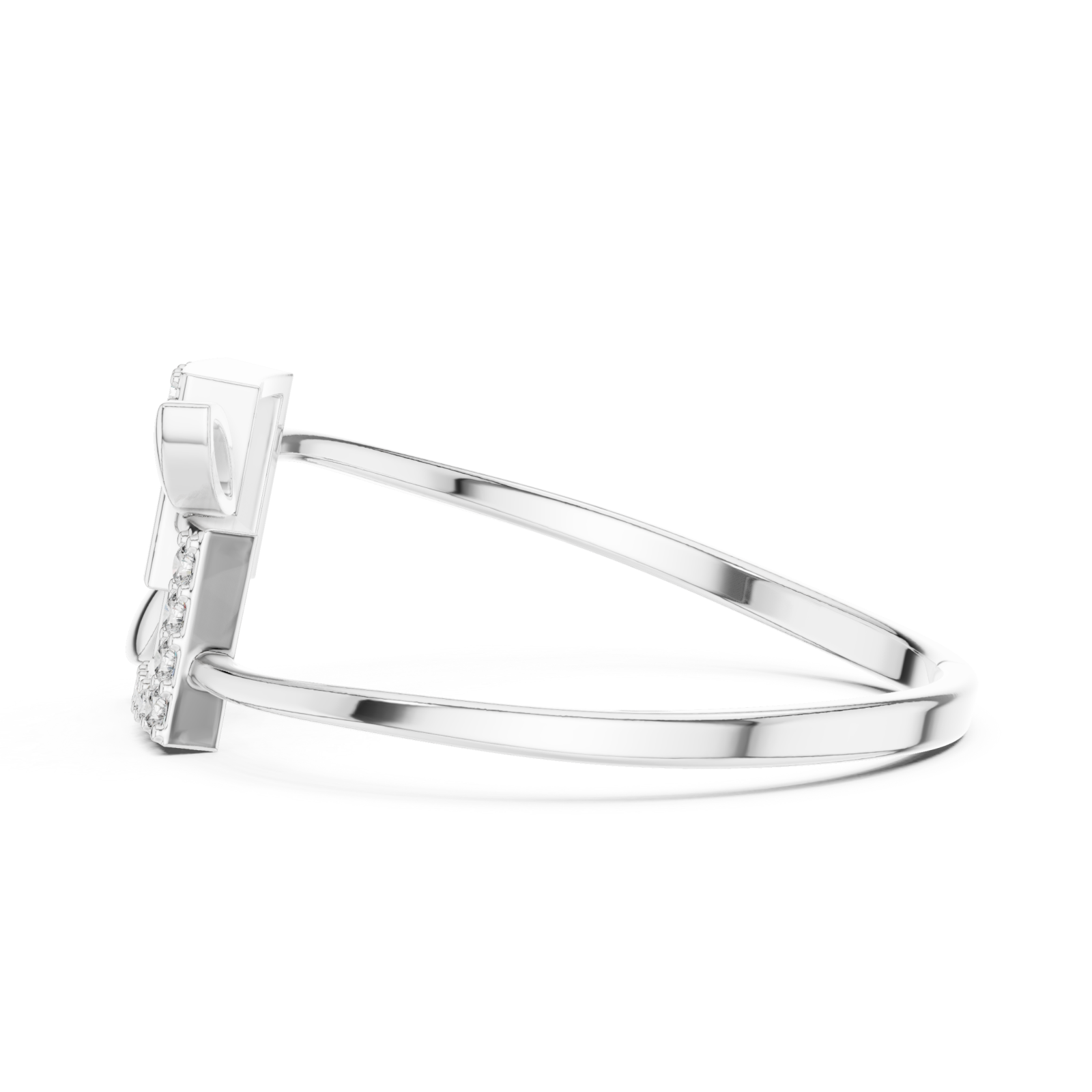  White Gold Avant Garde Minimalist Band Side View