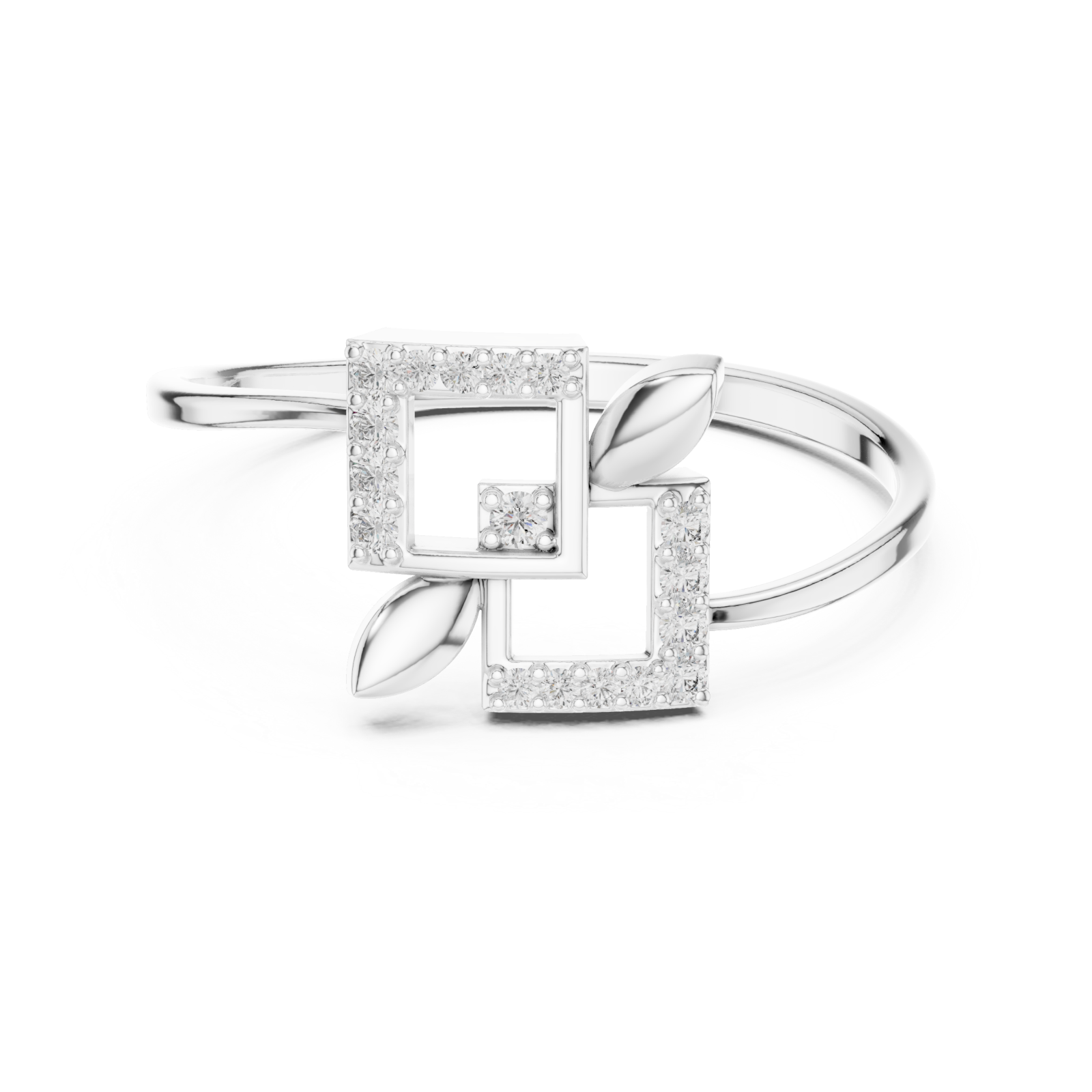  White Gold Avant Garde Minimalist Band Front View