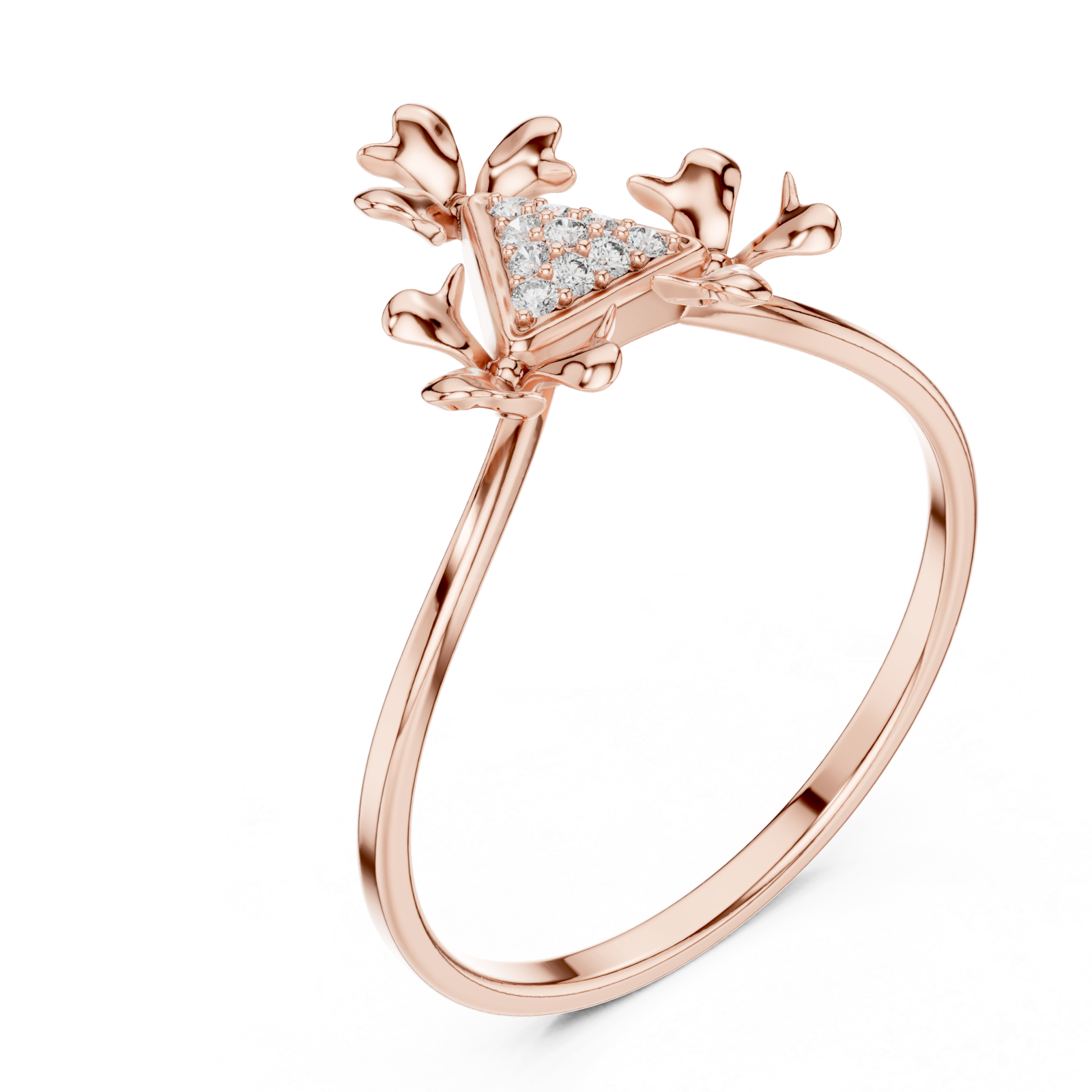  Rose Gold Adorned Silhouette Floral Cascade Ring Right View