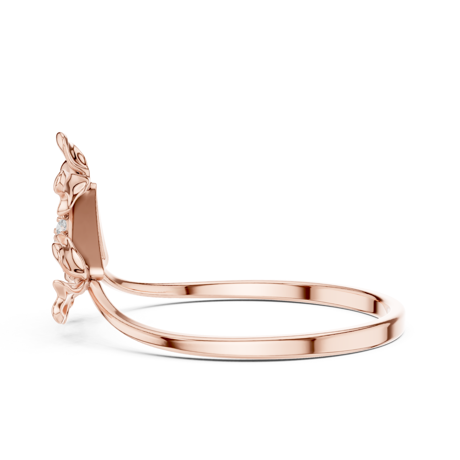  Rose Gold Adorned Silhouette Floral Cascade Ring Side View