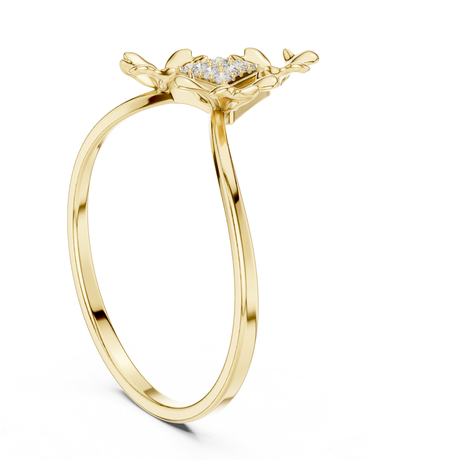  Gold Adorned Silhouette Floral Cascade Ring Left View