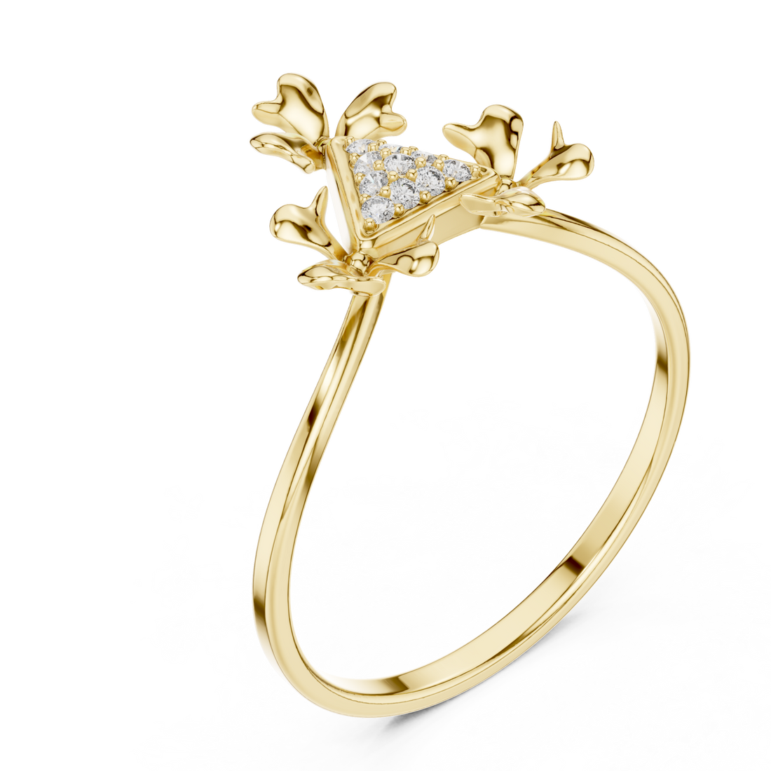 Gold Adorned Silhouette Floral Cascade Ring Right View