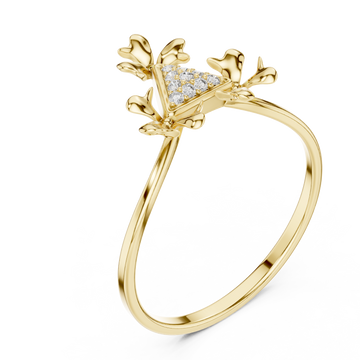 Gold Adorned Silhouette Floral Cascade Ring Right View