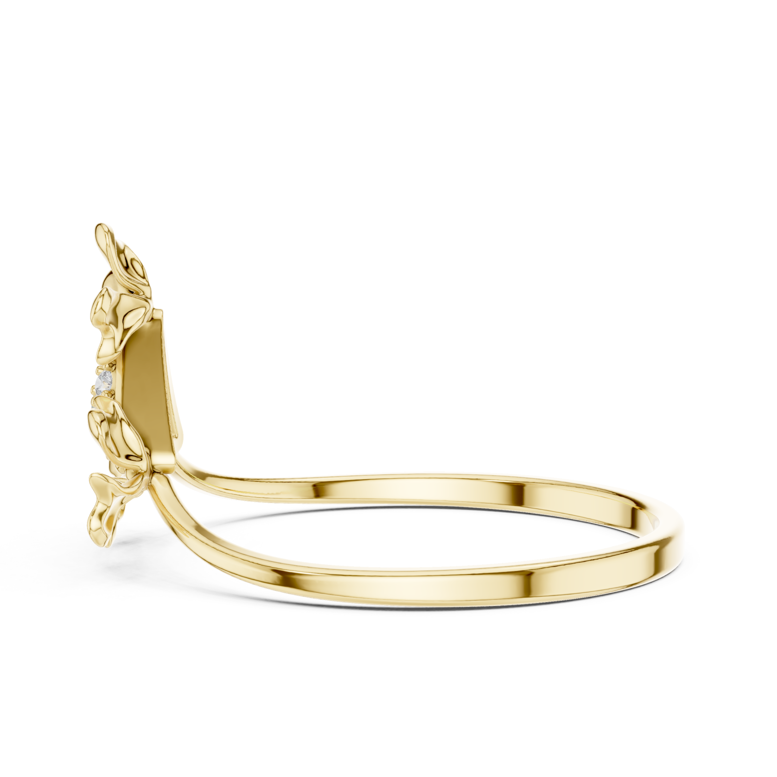  Gold Adorned Silhouette Floral Cascade Ring Side View