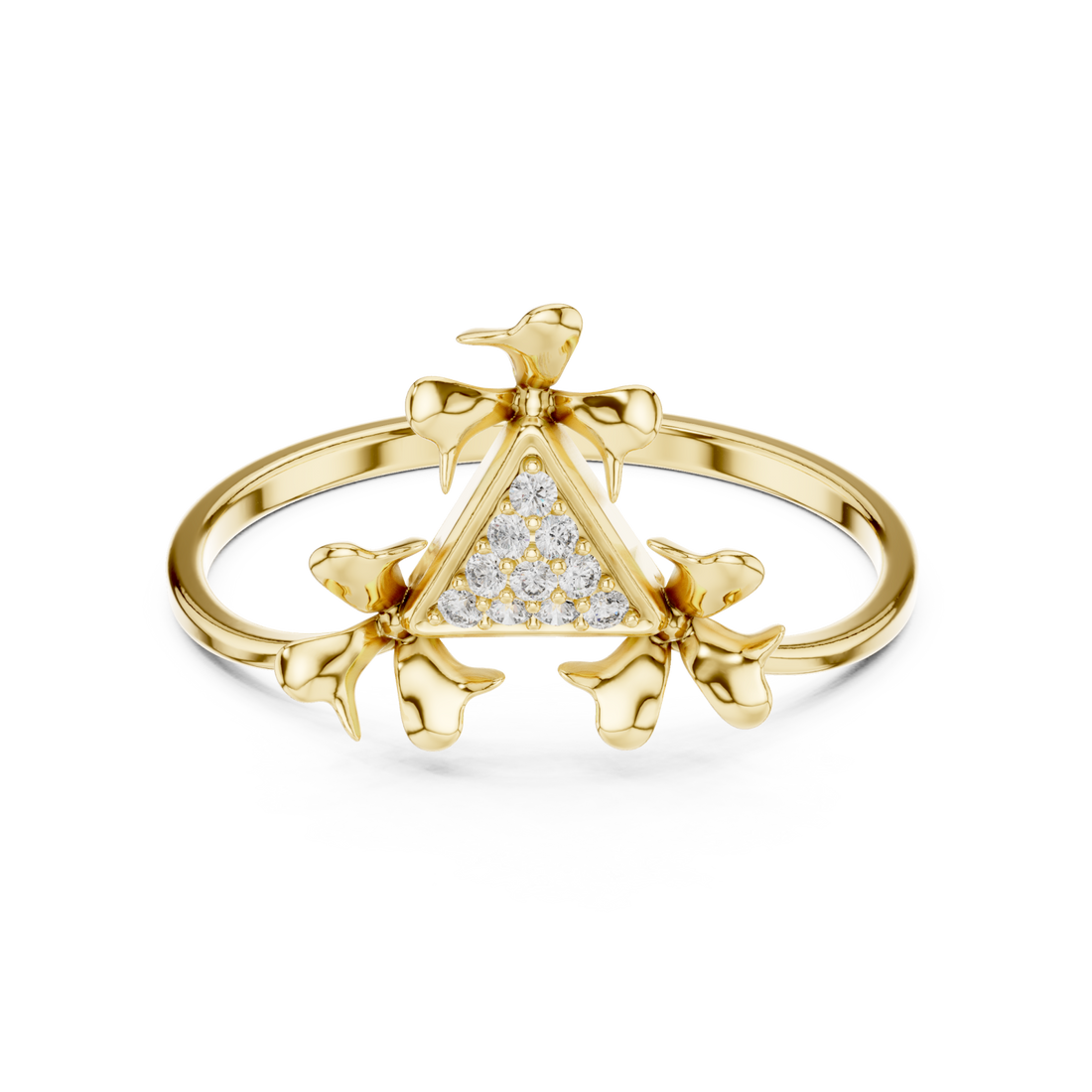 Gold Adorned Silhouette Floral Cascade Ring Right View
