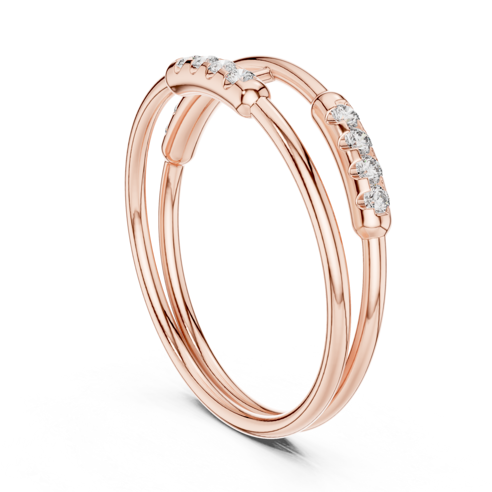  Rose Gold Radiant Open Lines Contemporary Ring Left View