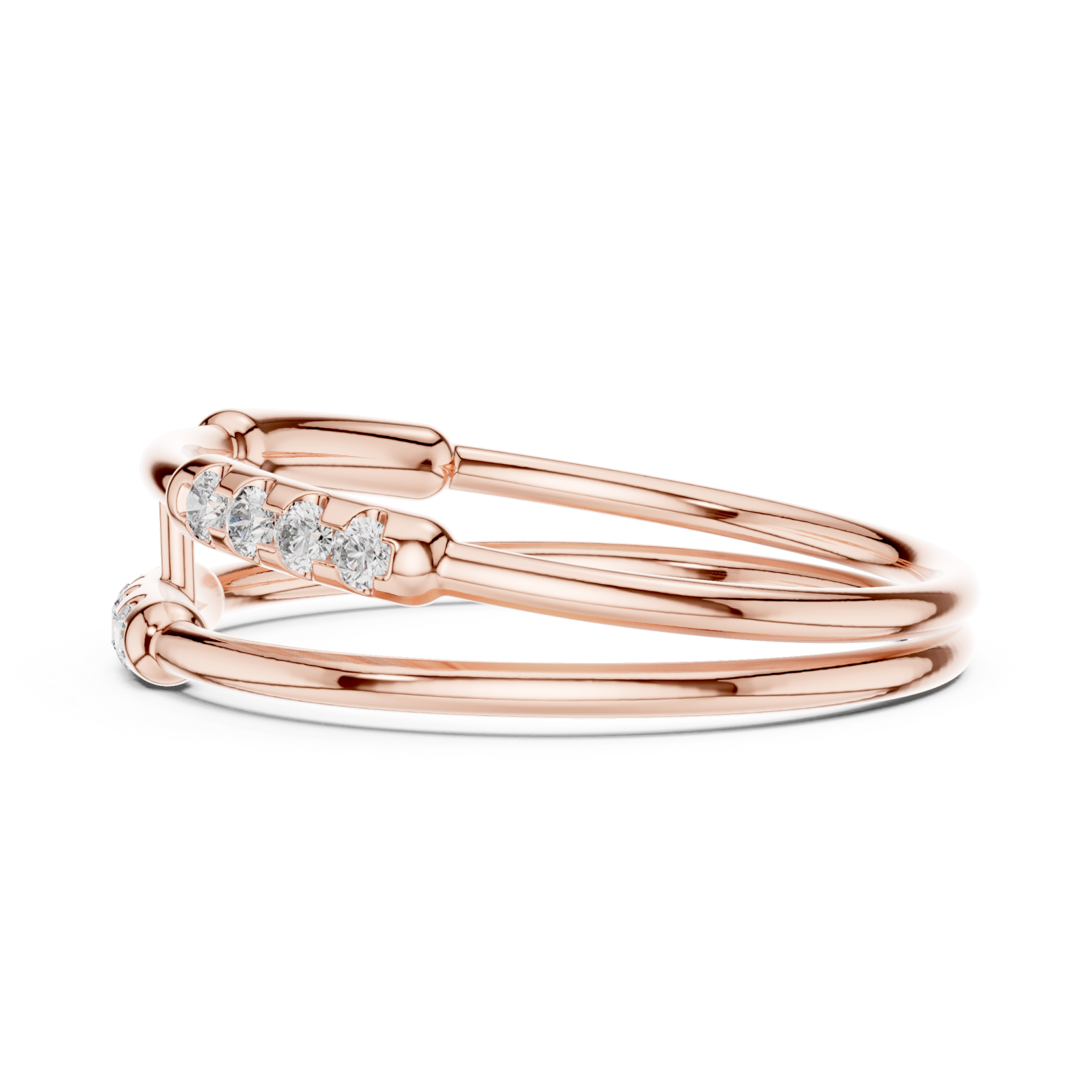  Rose Gold Radiant Open Lines Contemporary Ring Side View