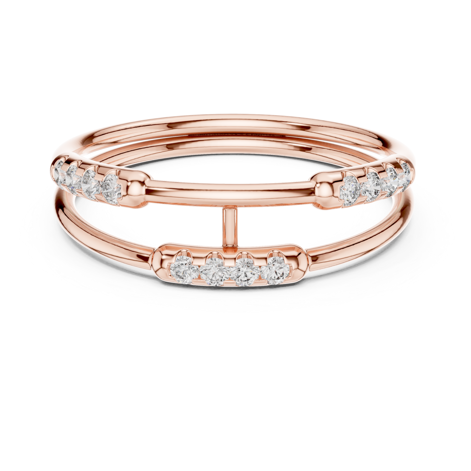  Rose Gold Radiant Open Lines Contemporary Ring Front View