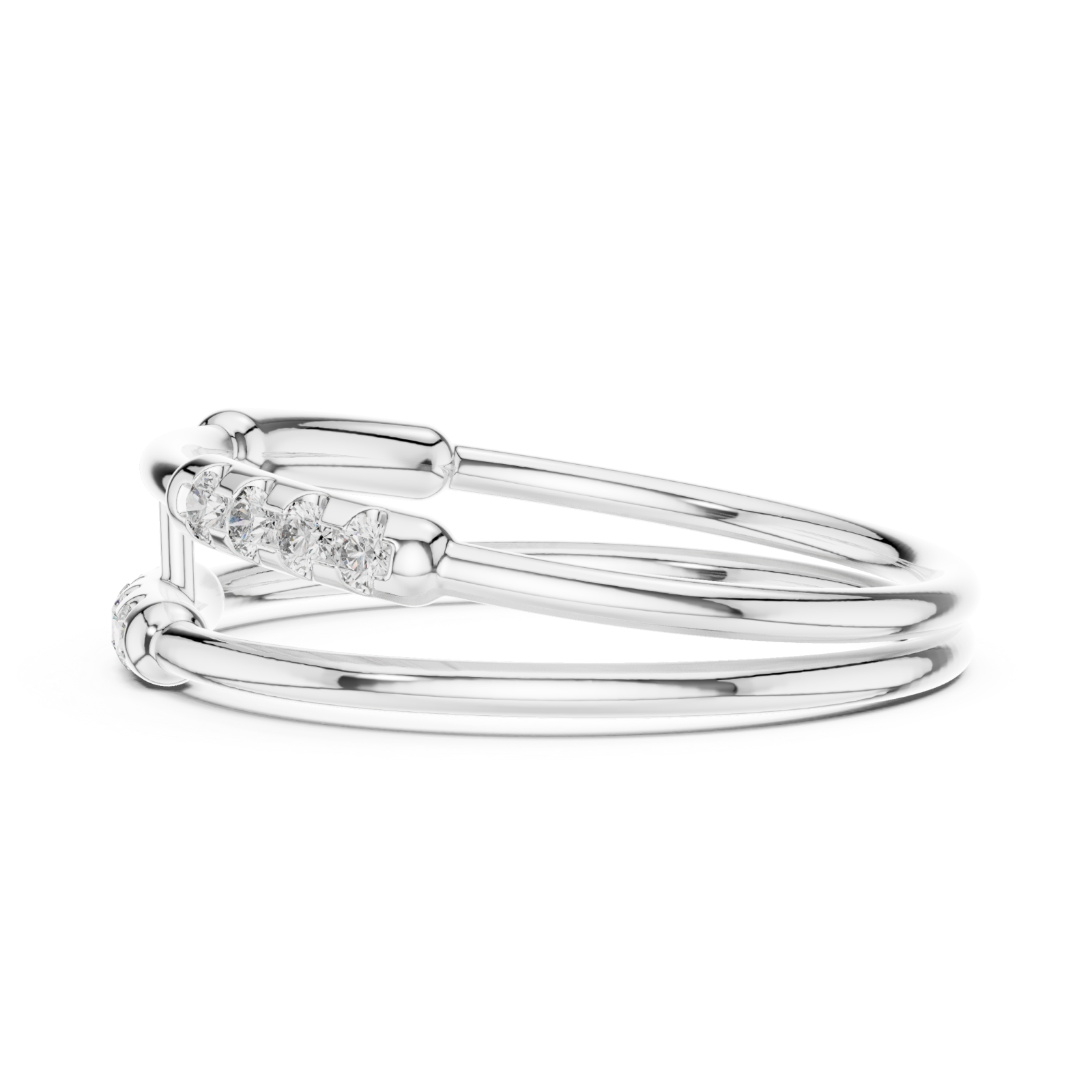  White Gold Radiant Open Lines Contemporary Ring Side View