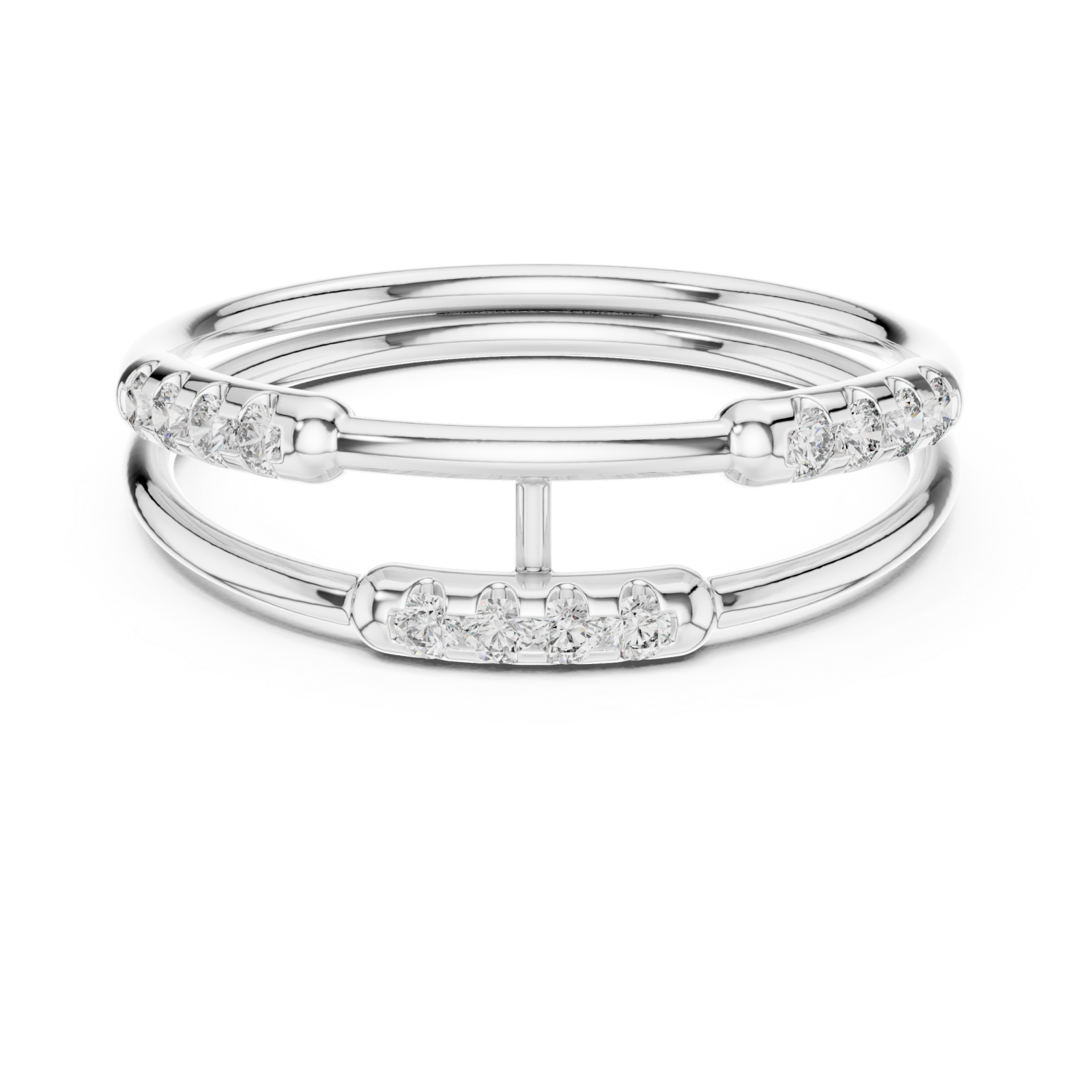  White Gold Radiant Open Lines Contemporary Ring Front View