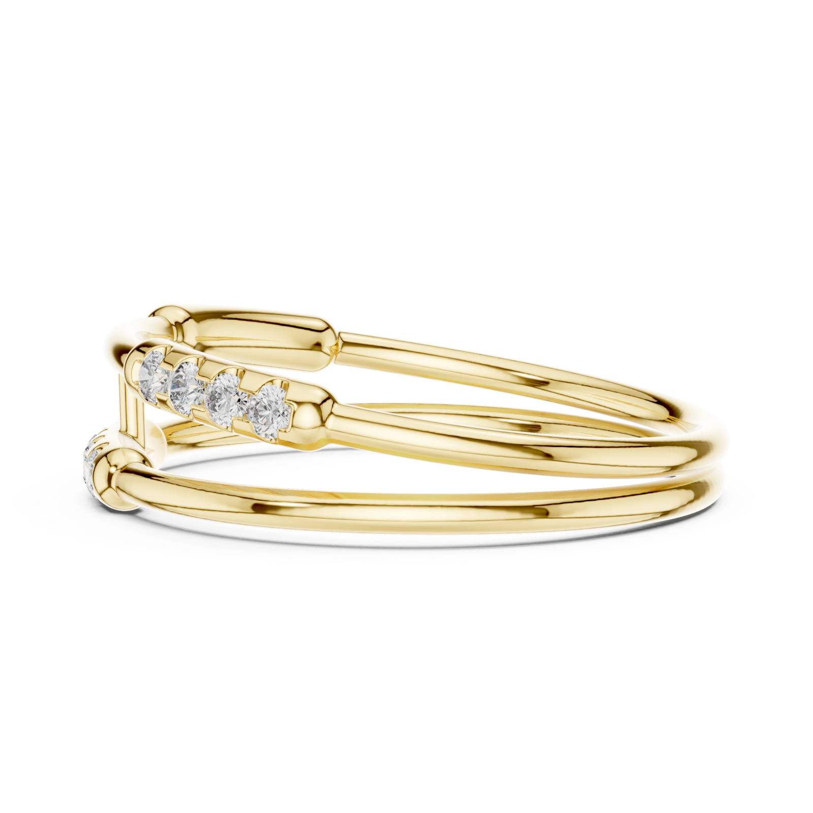  Gold Radiant Open Lines Contemporary Ring Side View