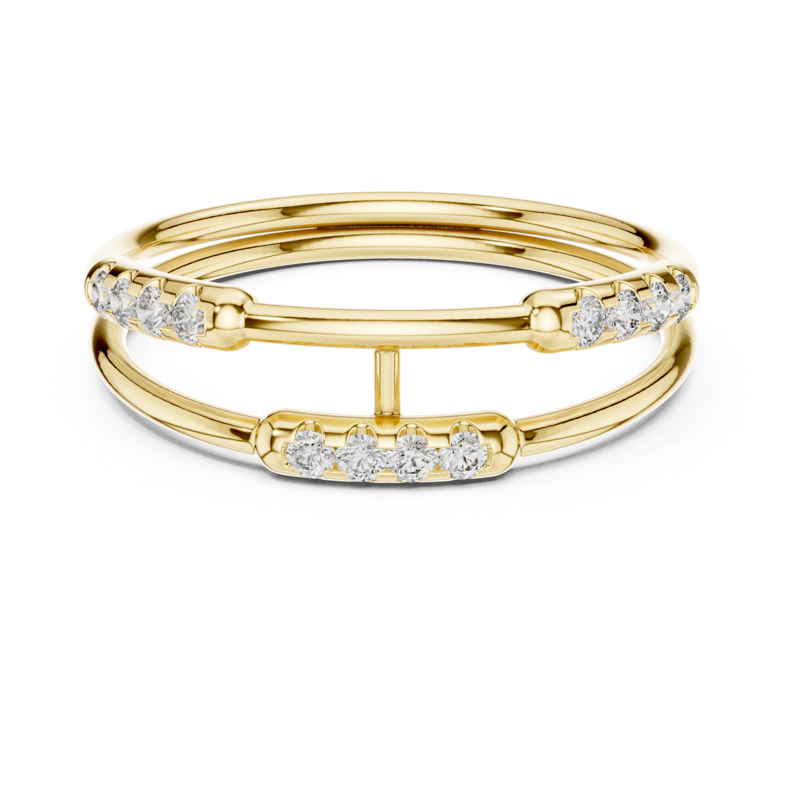  Gold Radiant Open Lines Contemporary Ring Front View