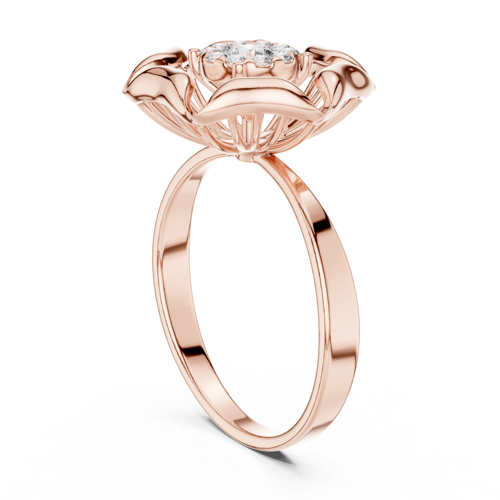  Rose Gold Graceful Bloom Inspired Ring Left View