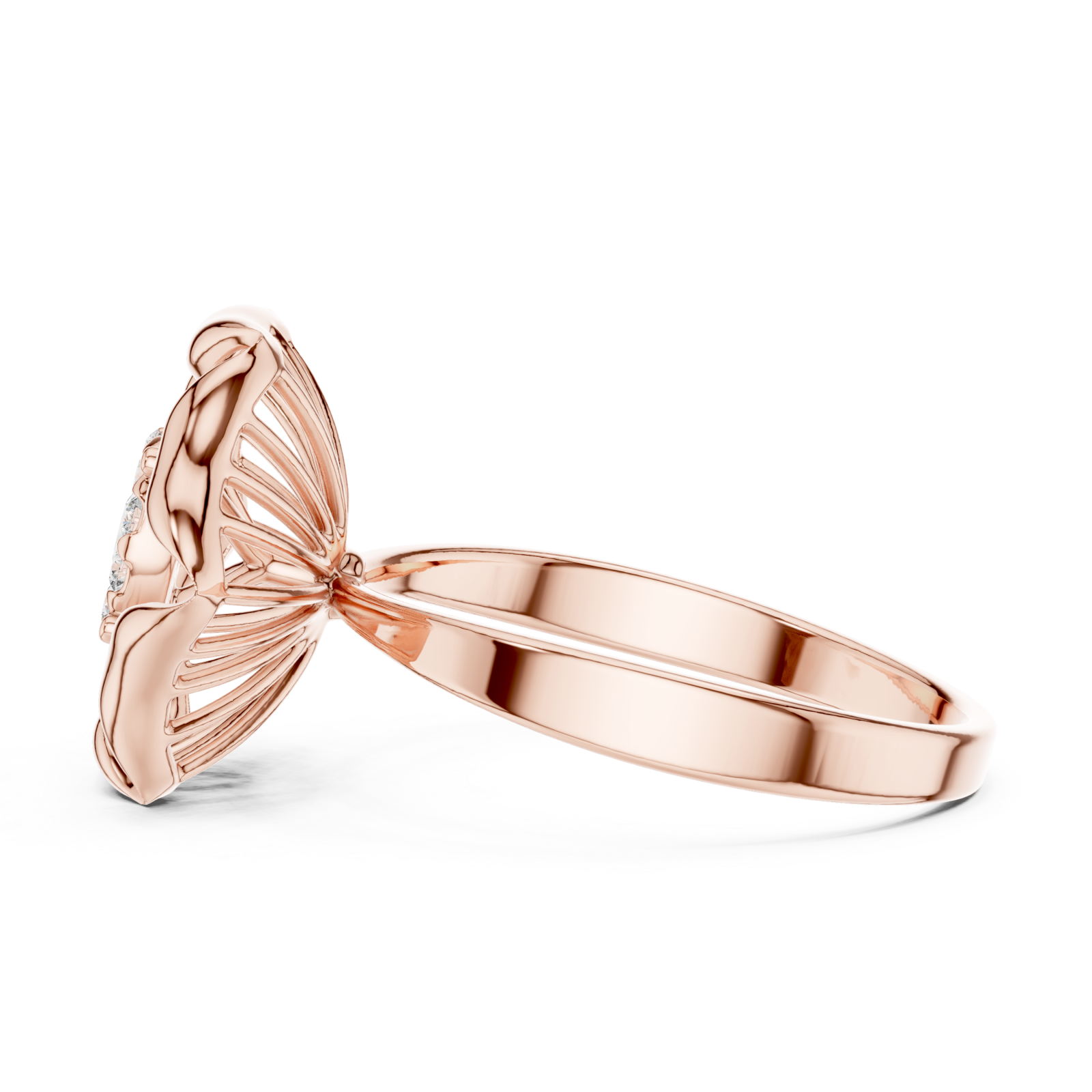  Rose Gold Graceful Bloom Inspired Ring Side View