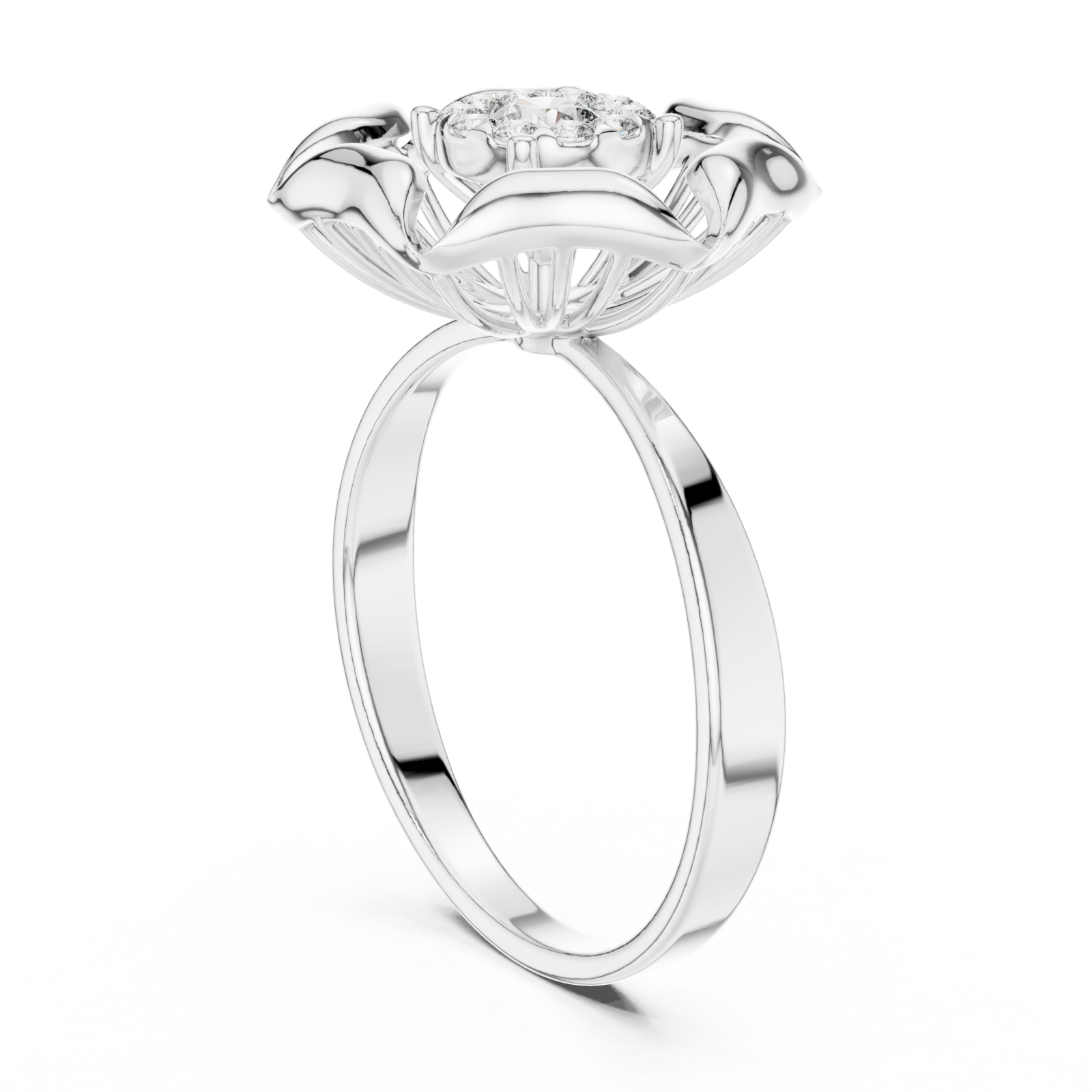  White Gold Graceful Bloom Inspired Ring Left View
